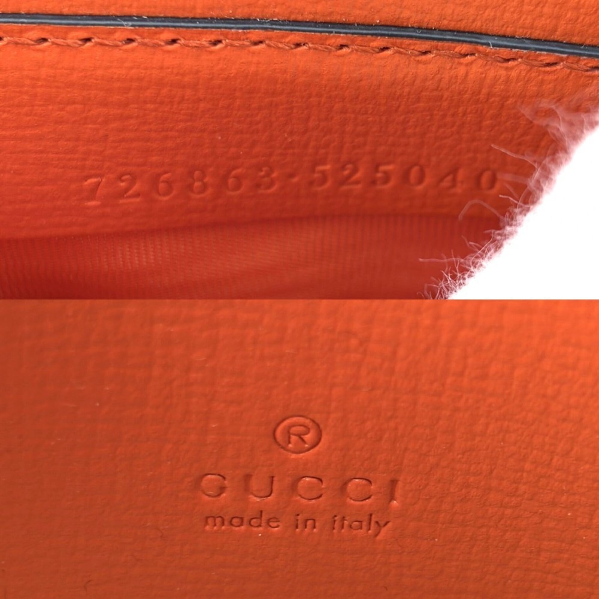 Gucci Orange White Leather Handbag Shoulder Bag (Pre-Owned)