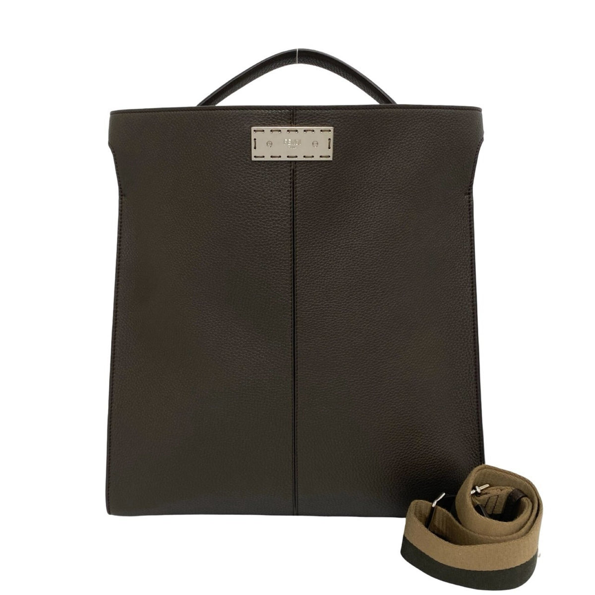 Fendi Brown Leather Handbag Shoulder Bag (Pre-Owned)