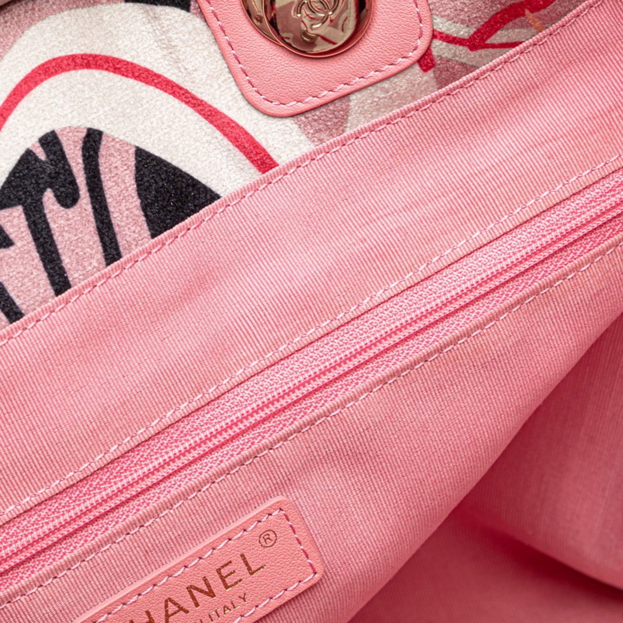 Chanel Multi-Color Pink Velvet Leather Handbag Pouch Tote Bag (Pre-Owned)