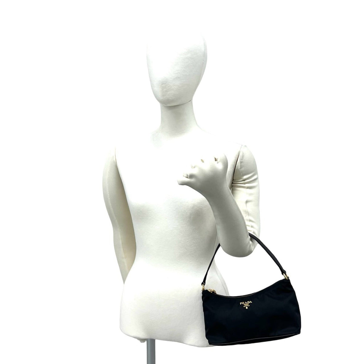 Prada Black Nylon Leather Handbag Pouch (Pre-Owned)