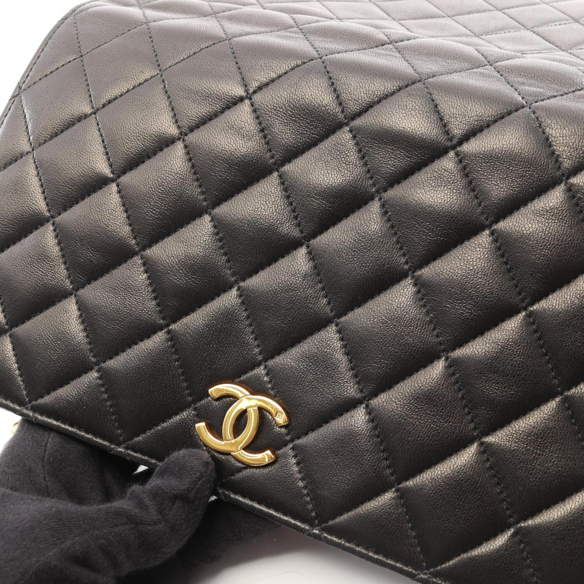 Chanel Black Leather Handbag Shoulder Bag (Pre-Owned)