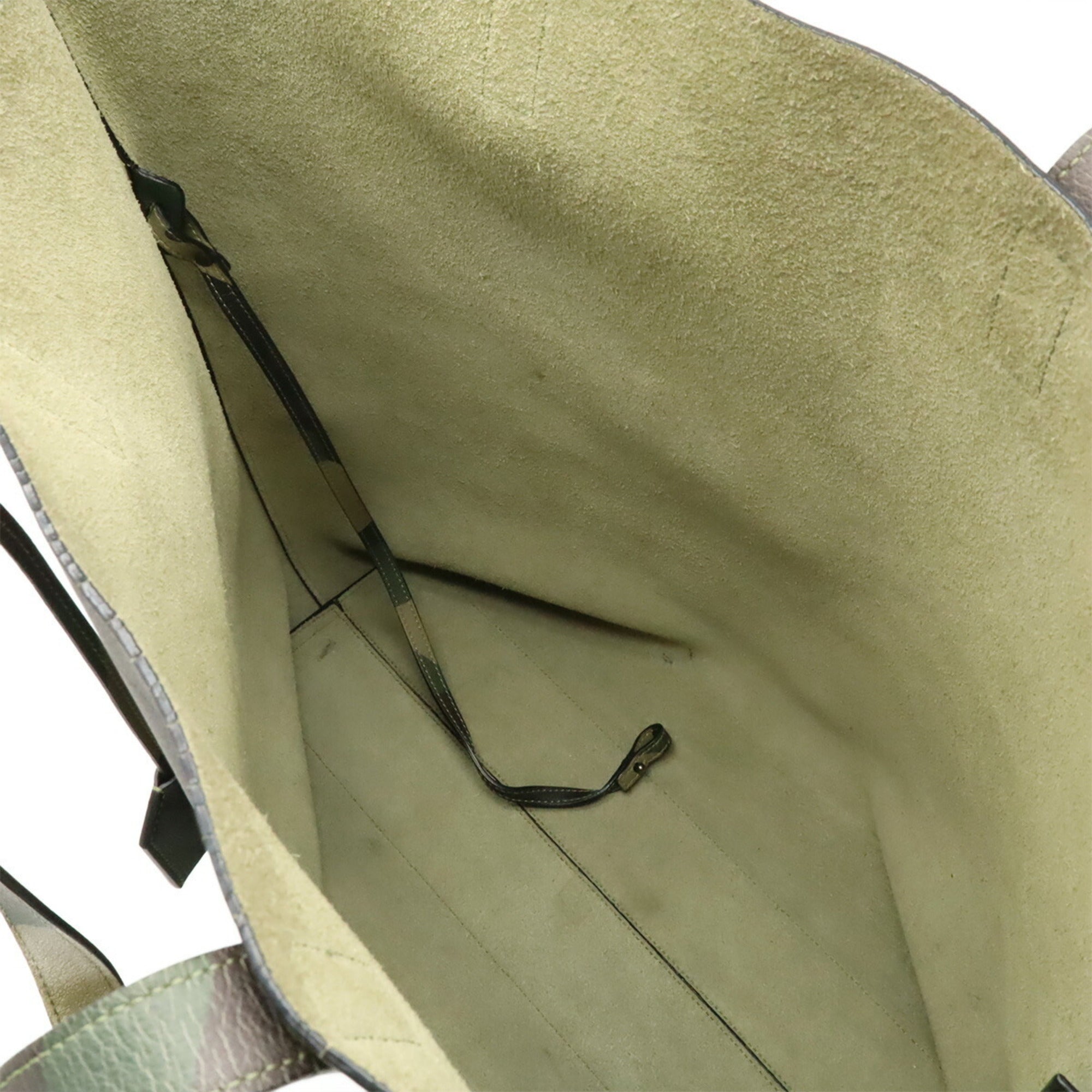 Yves Saint Laurent Camouflage Khaki Leather Pouch Tote Bag (Pre-Owned)