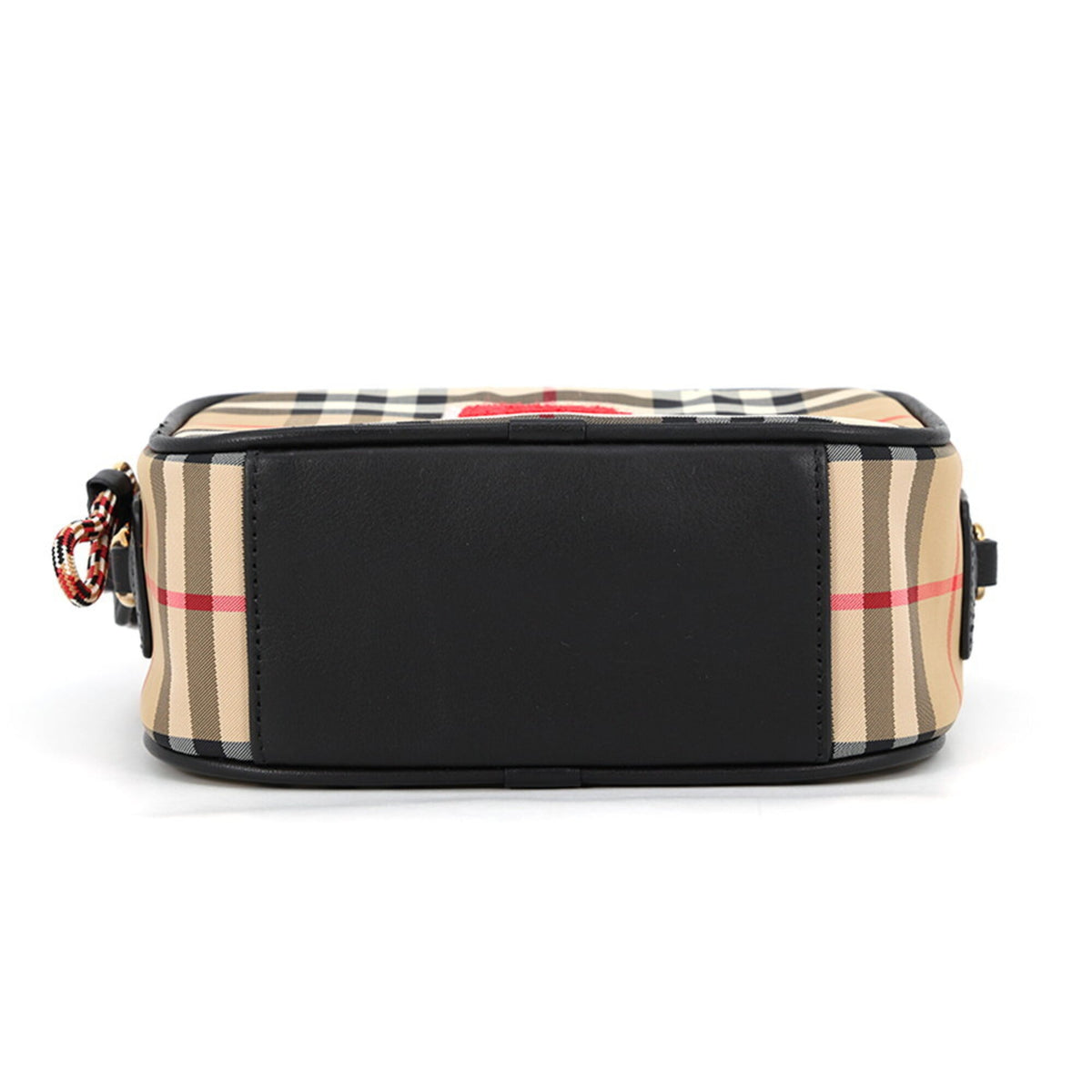 Burberry Beige Black Red Color Nylon Leather Handbag Shoulder Bag (Pre-Owned)
