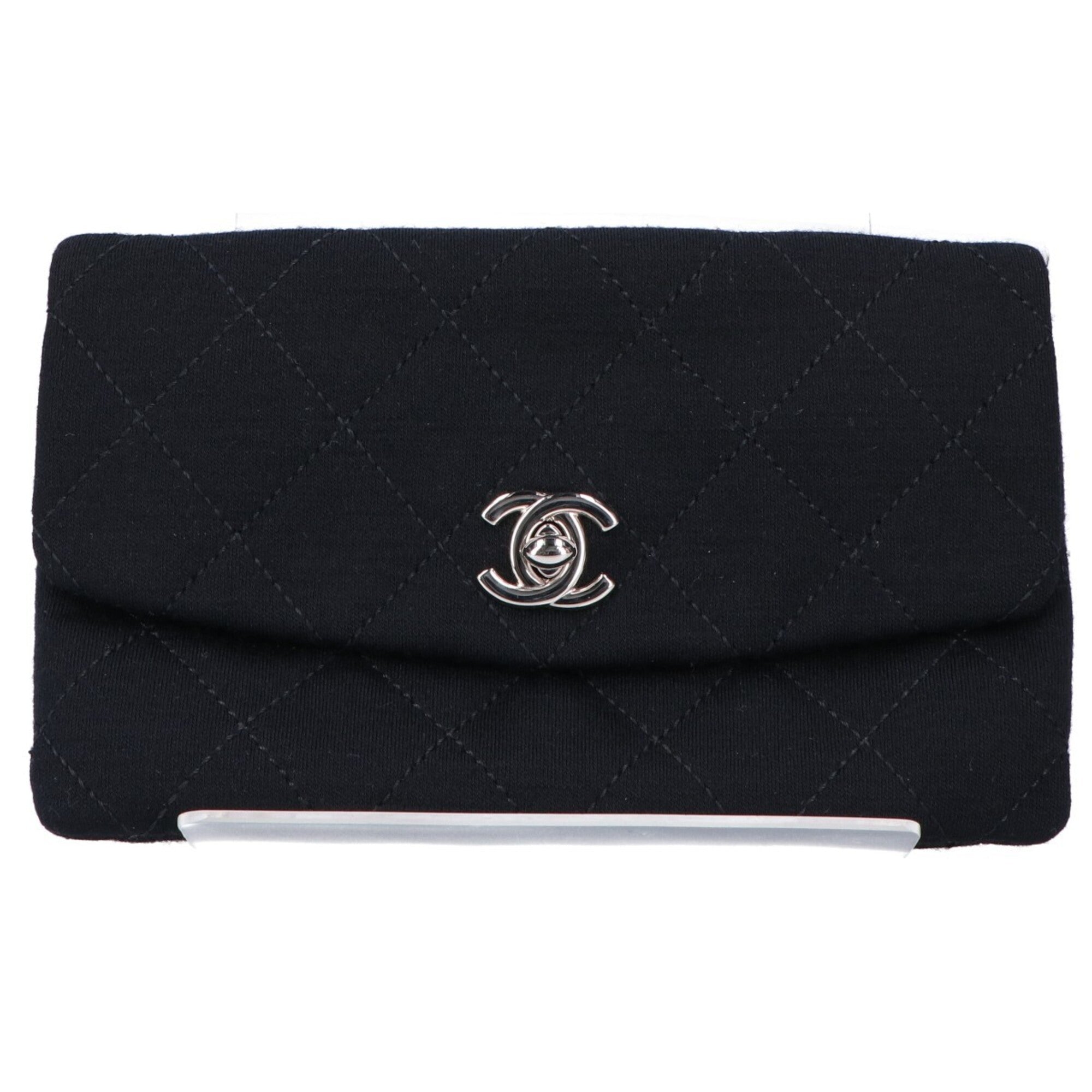 Chanel Black Cotton Chain/Shoulder Wallet (Pre-Owned)