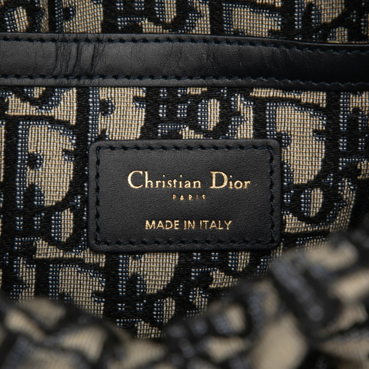 Christian Dior Beige Navy Canvas Leather Shoulder Bag (Pre-Owned)