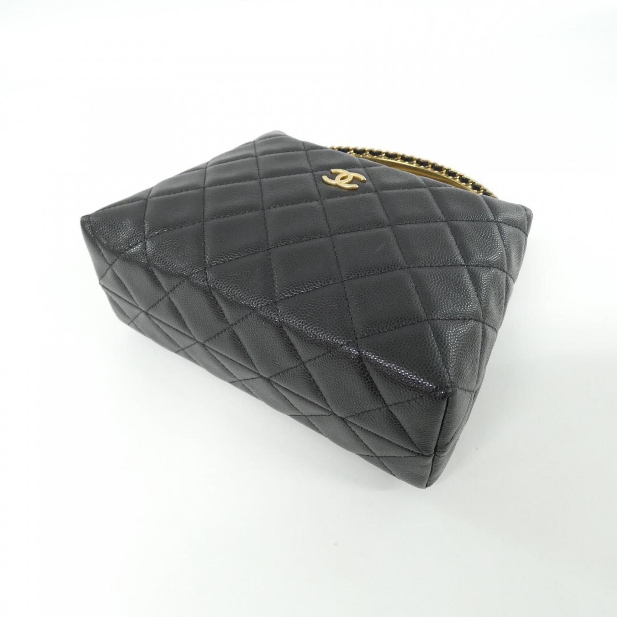 Chanel Black Grained Calfskin Handbag Shoulder Bag (Pre-Owned)