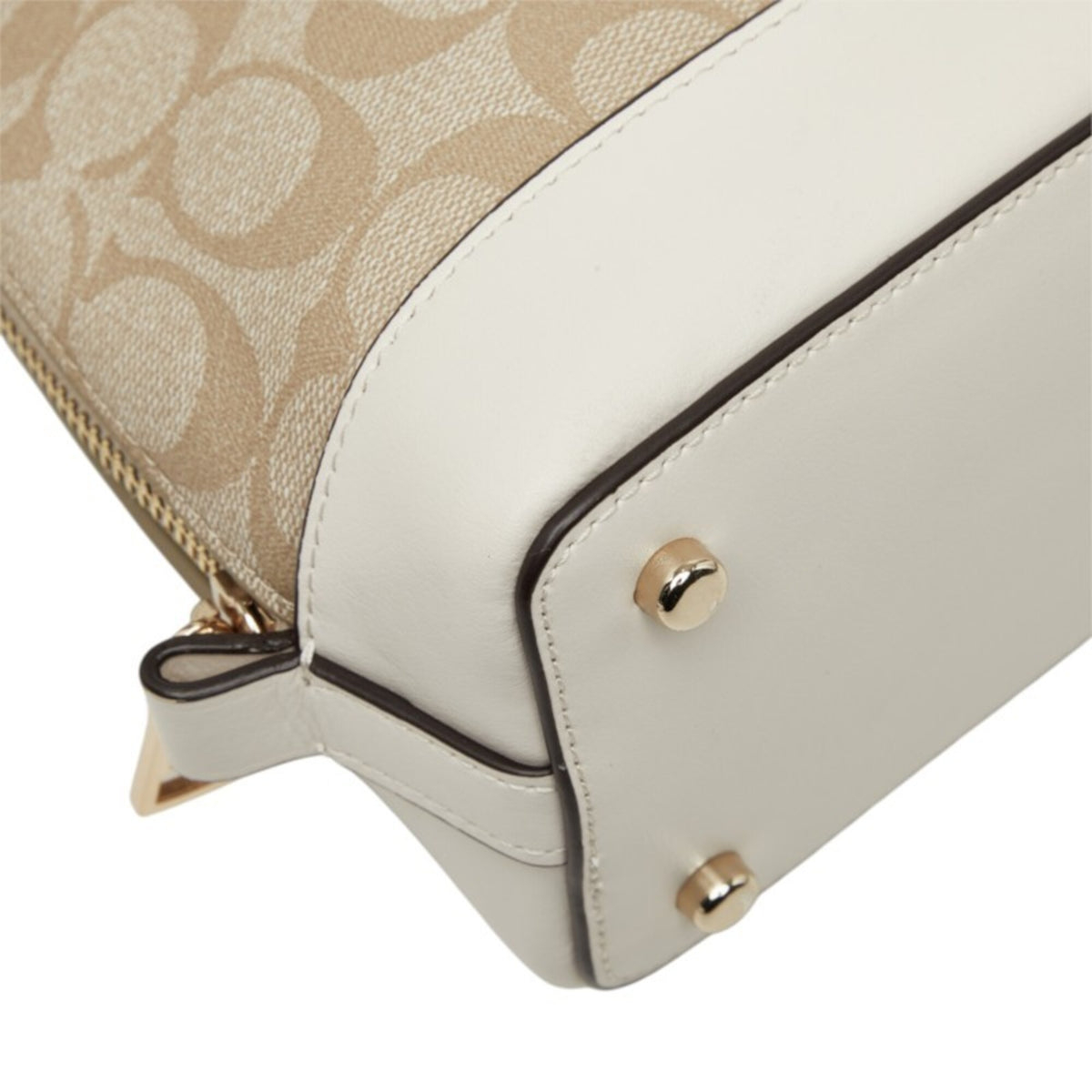 Coach Signature Beige White Signature Line Handbag (Pre-Owned)