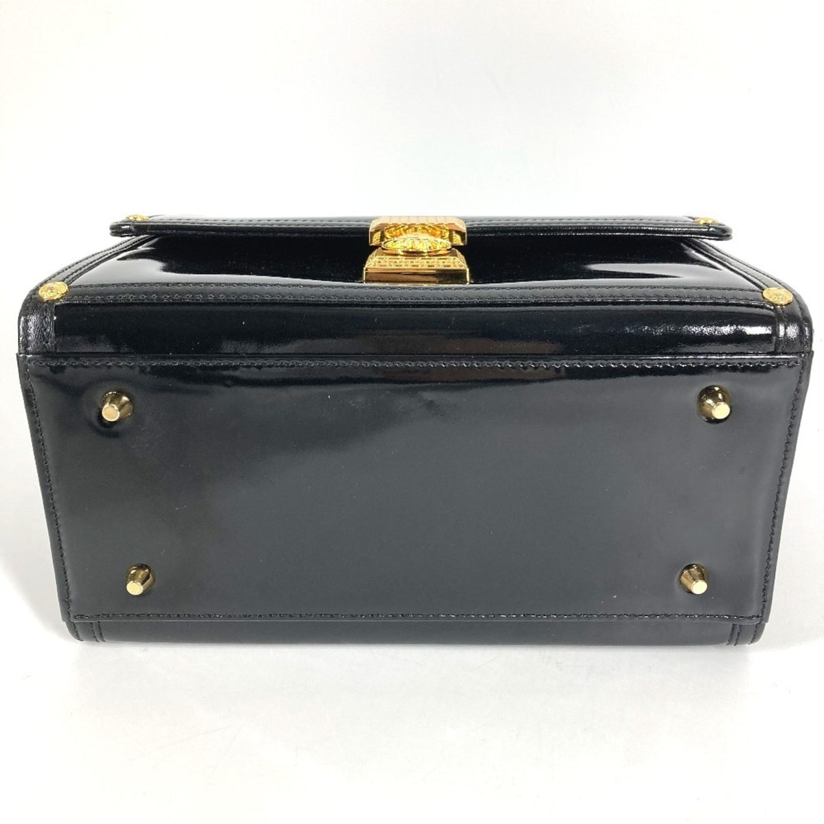 Versace Black Patent Leather Handbag Vanity Bag (Pre-Owned)