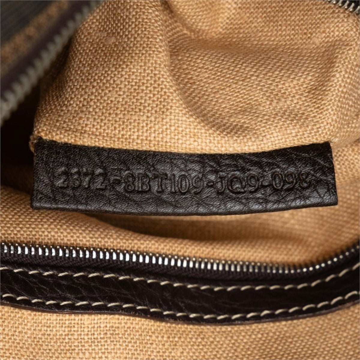 Fendi Brown Leather Canvas Shoulder Bag (Pre-Owned)