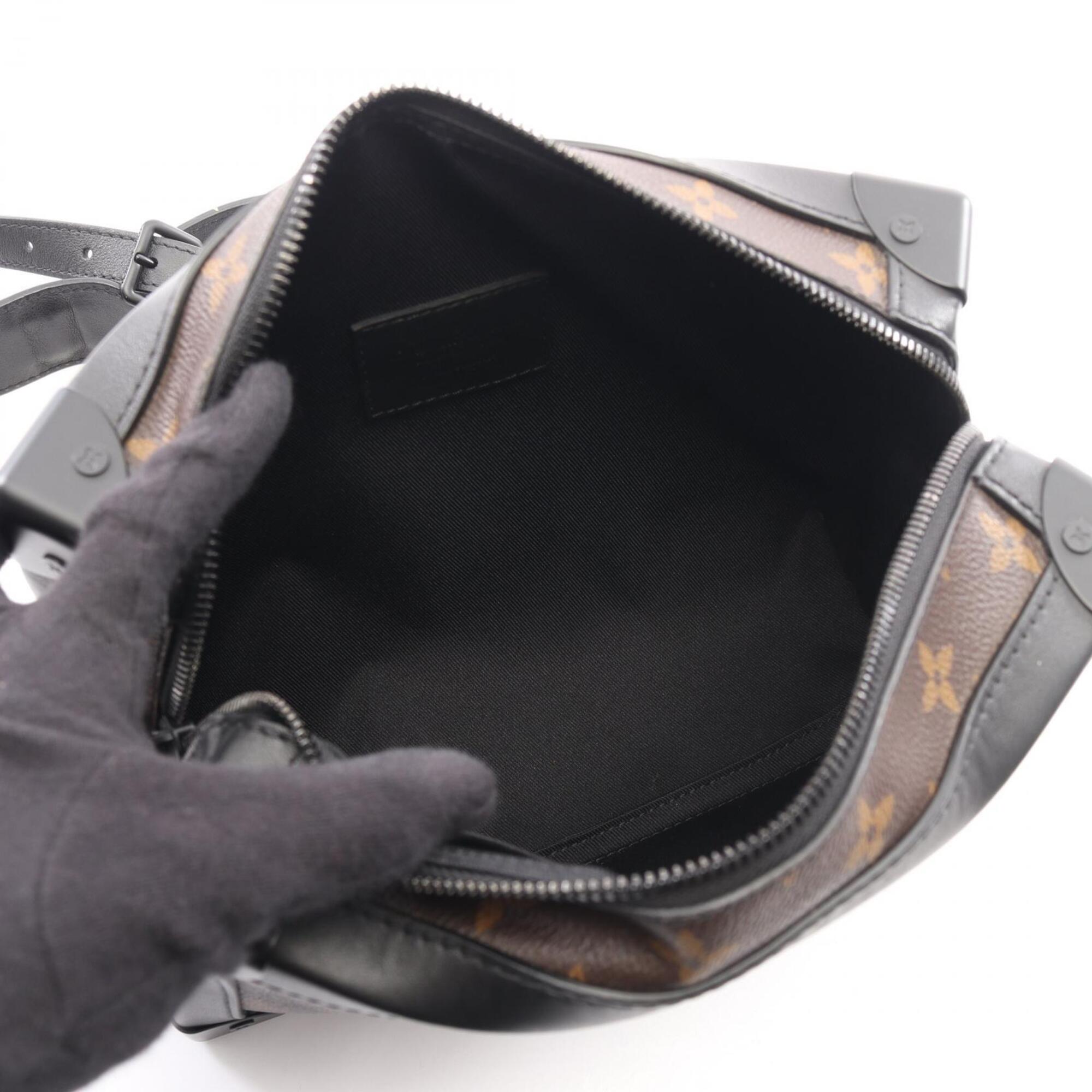 Louis Vuitton Black Brown Coated Canvas Leather Handbag Shoulder Bag (Pre-Owned)
