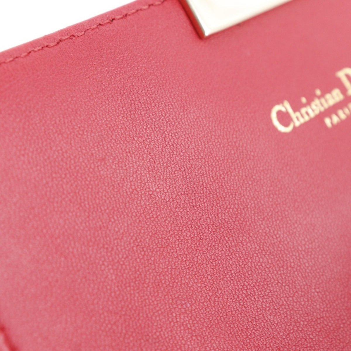 Christian Dior Pink Red Color Leather Shoulder Bag (Pre-Owned)