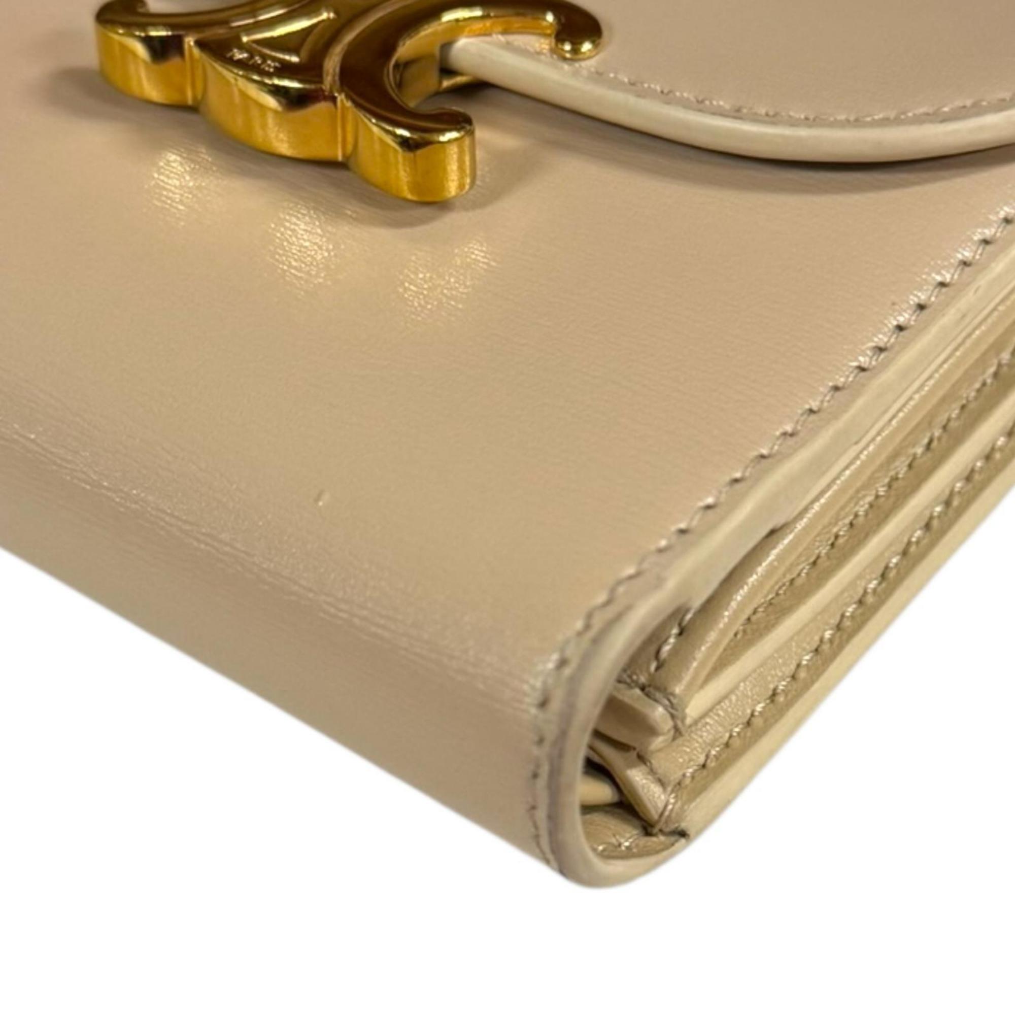 Celine Beige Leather Wallet (Tri-Fold) (Pre-Owned)