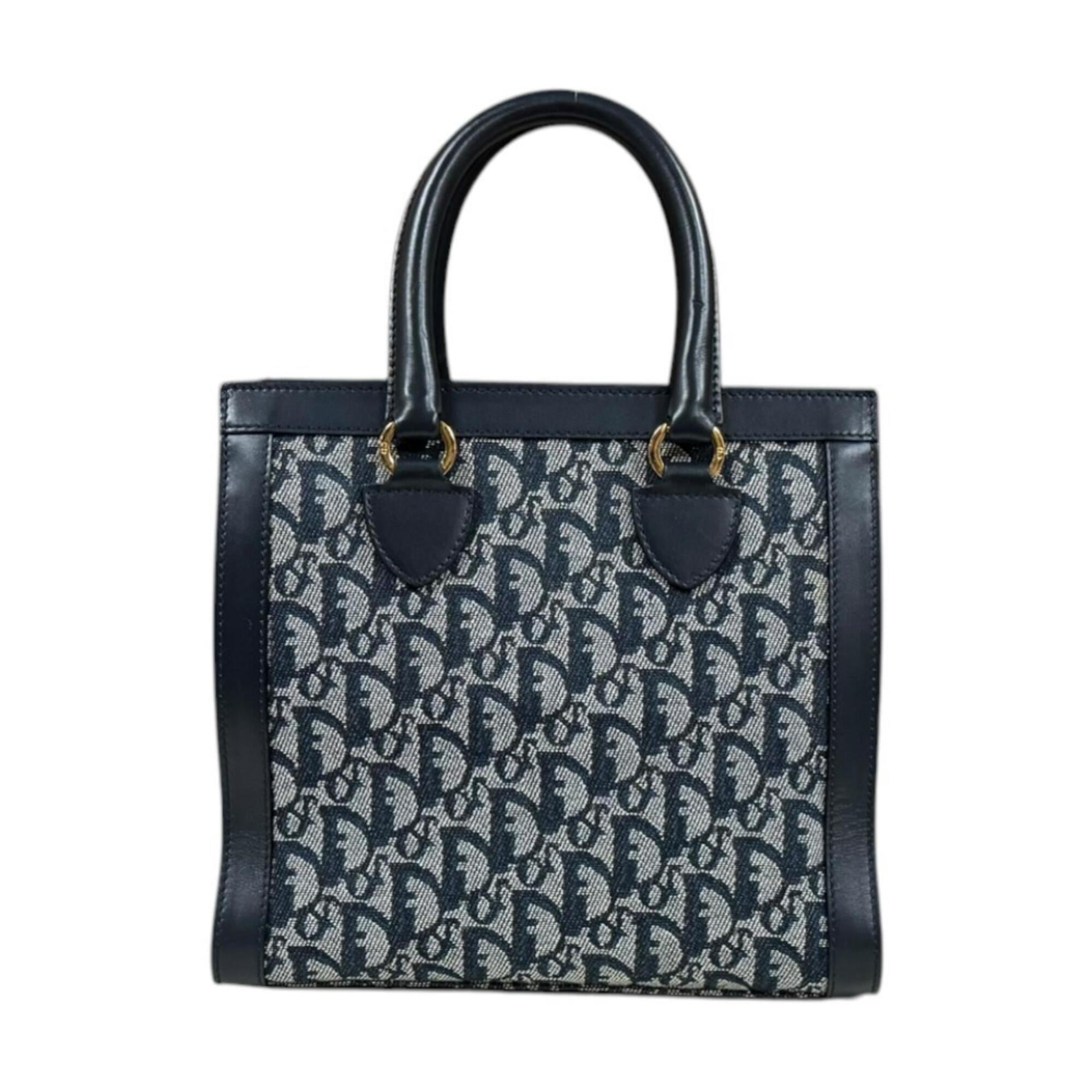 Christian Dior Navy Leather Jacquard Handbag (Pre-Owned)