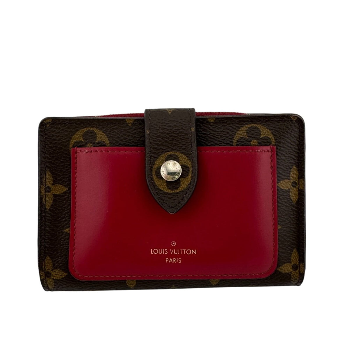 Louis Vuitton Monogram Brown Red Color Leather Wallet (Bi-Fold) (Pre-Owned)