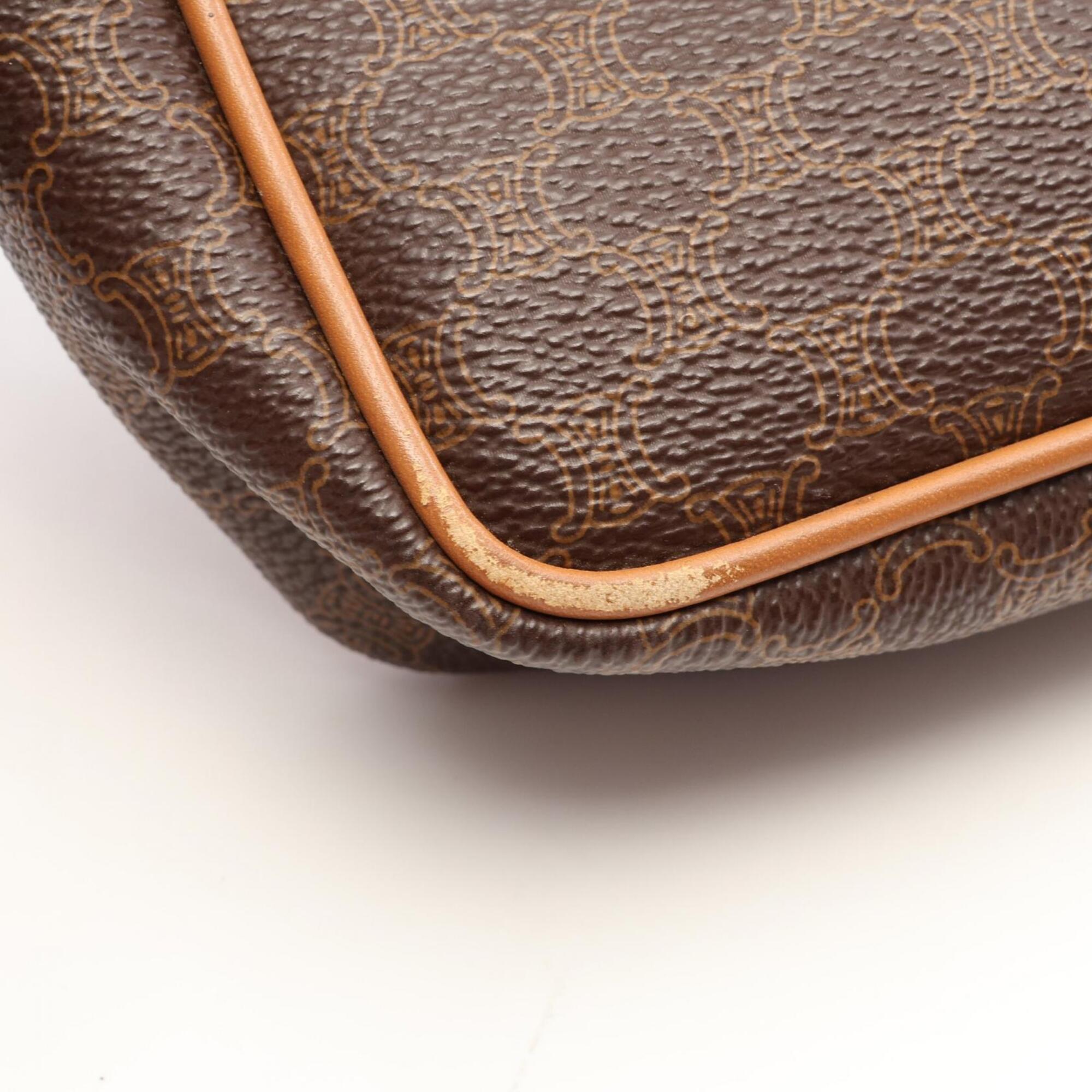 Celine Brown Coated Canvas Leather Handbag Shoulder Bag (Pre-Owned)