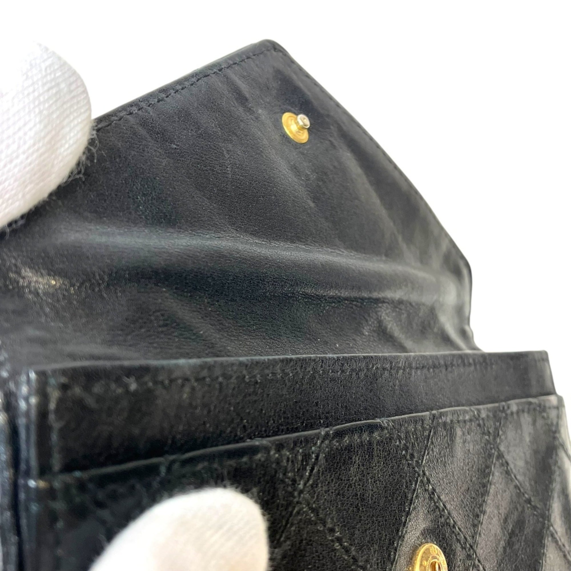 Chanel Bicolor Black Leather Bill Wallet (Bi-Fold) (Pre-Owned)