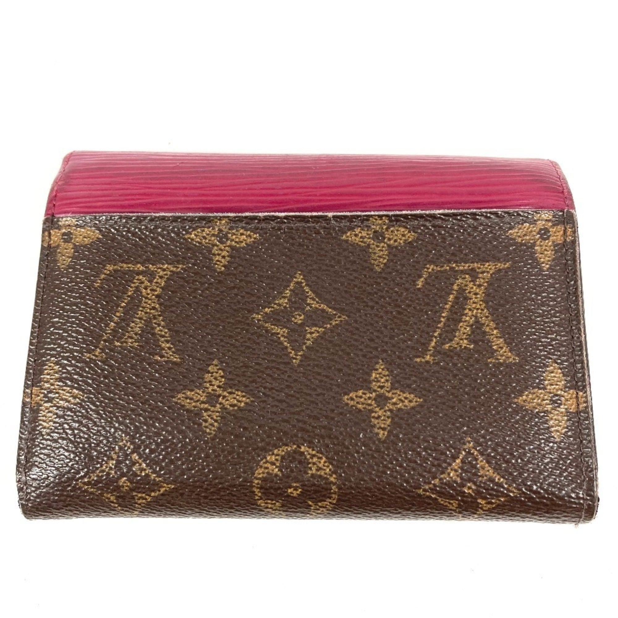 Louis Vuitton Monogram Brown Fuchsia Pink Pink Monogram Epi Leather Wallet (Tri-Fold) (Pre-Owned)
