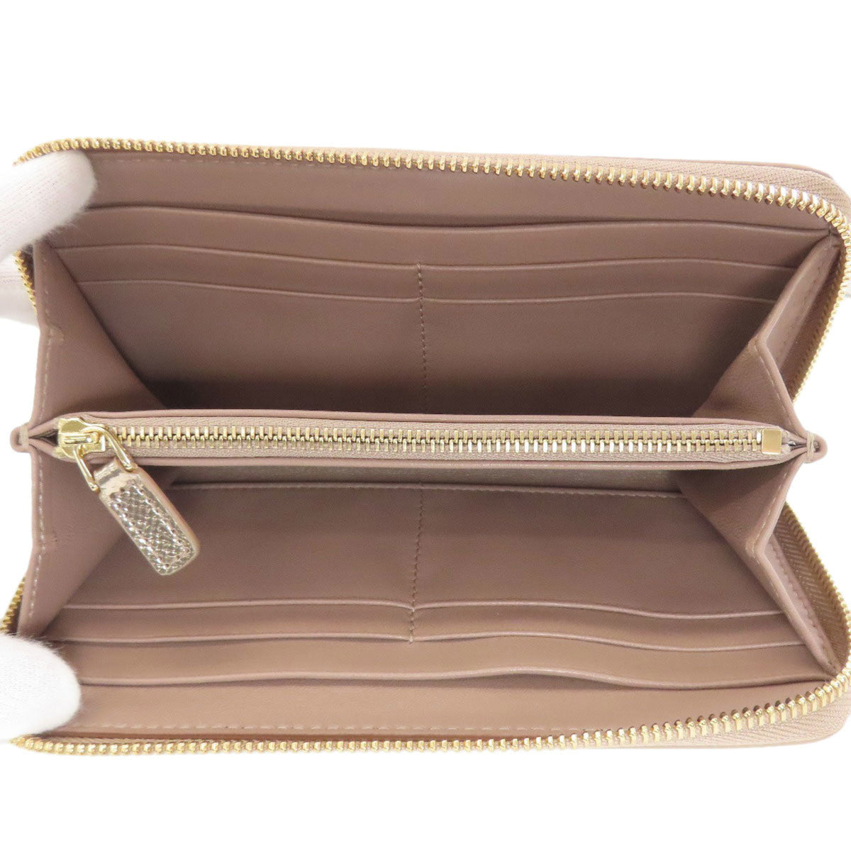 Bvlgari Gold Leather Long Wallet (Bi-Fold) (Pre-Owned)