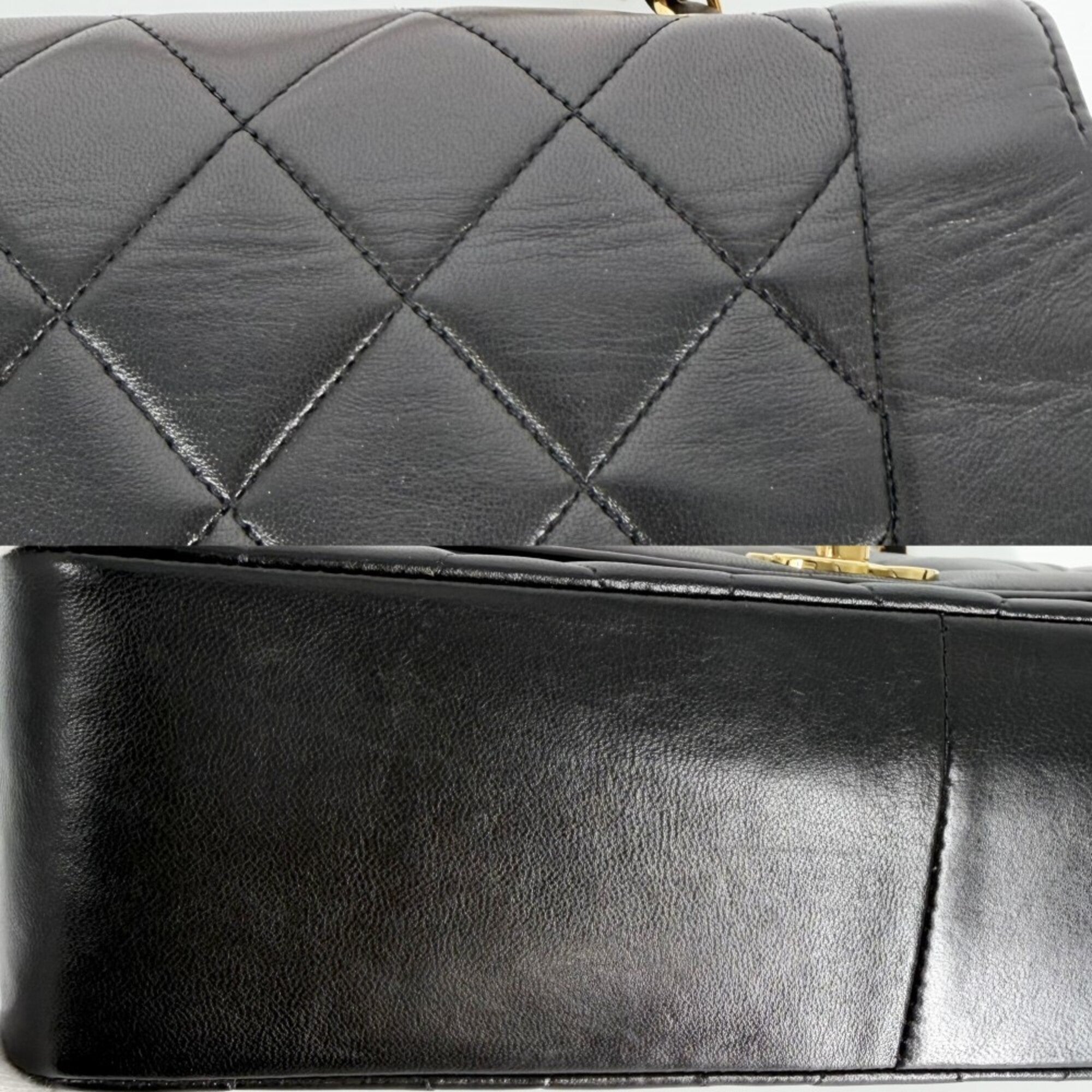 Chanel Matelasse Black Leather Shoulder Bag (Pre-Owned)