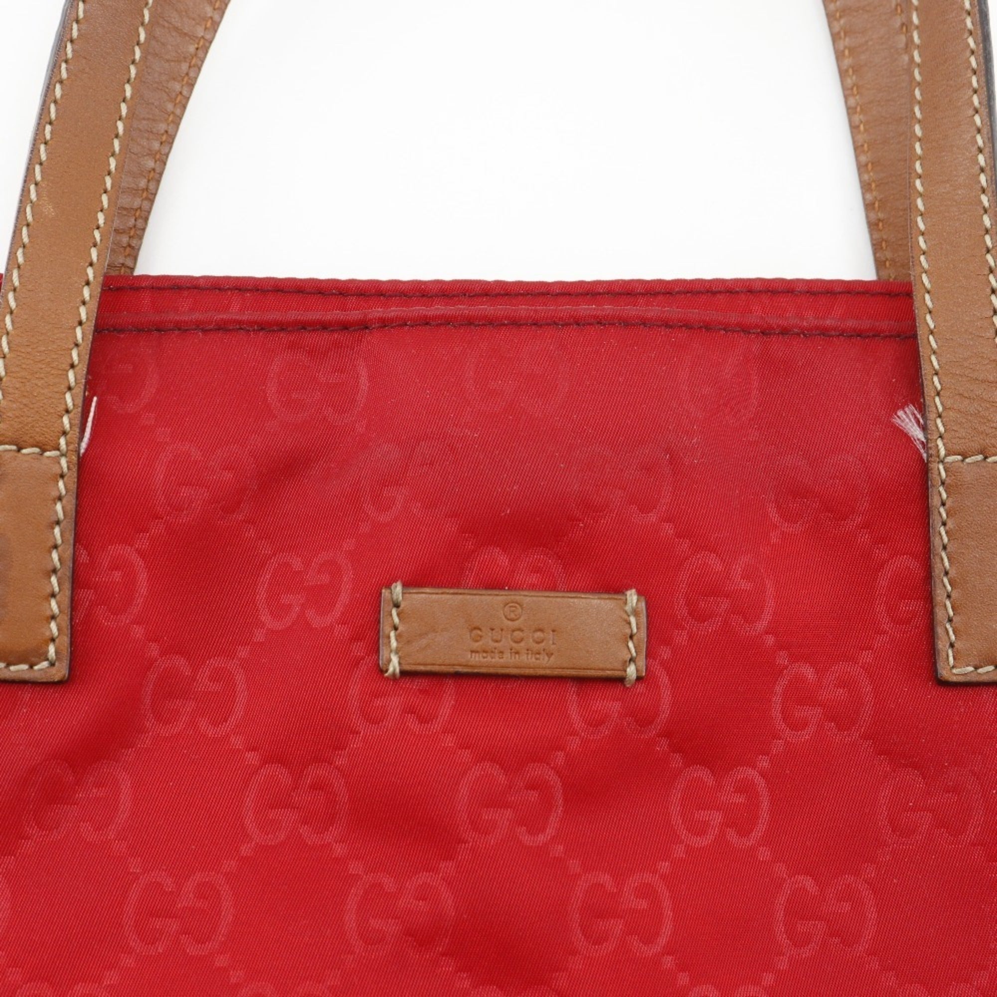 Gucci Red Color Nylon Boston Bag Handbag (Pre-Owned)