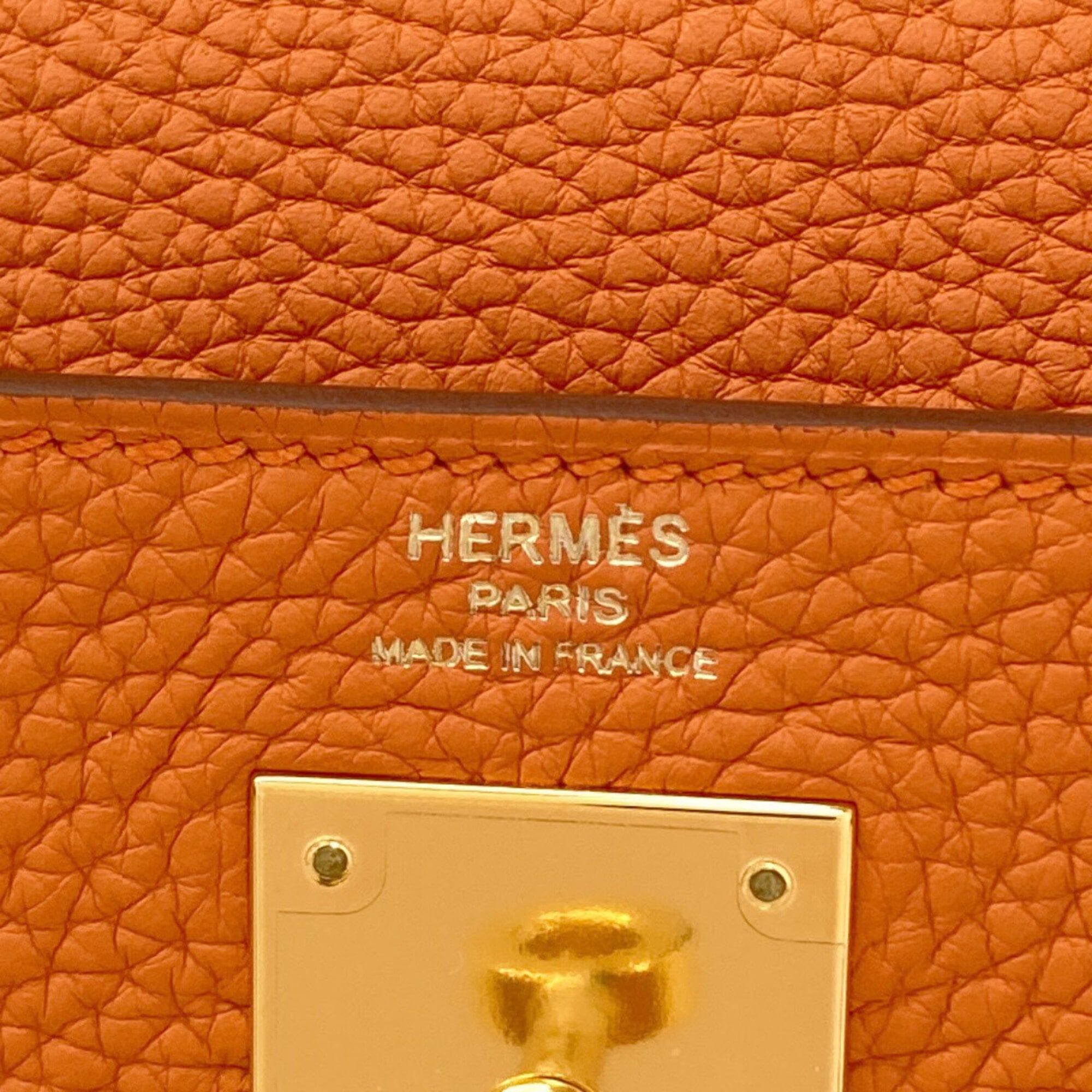 Hermes Kelly Orange Togo Leather Handbag (Pre-Owned)
