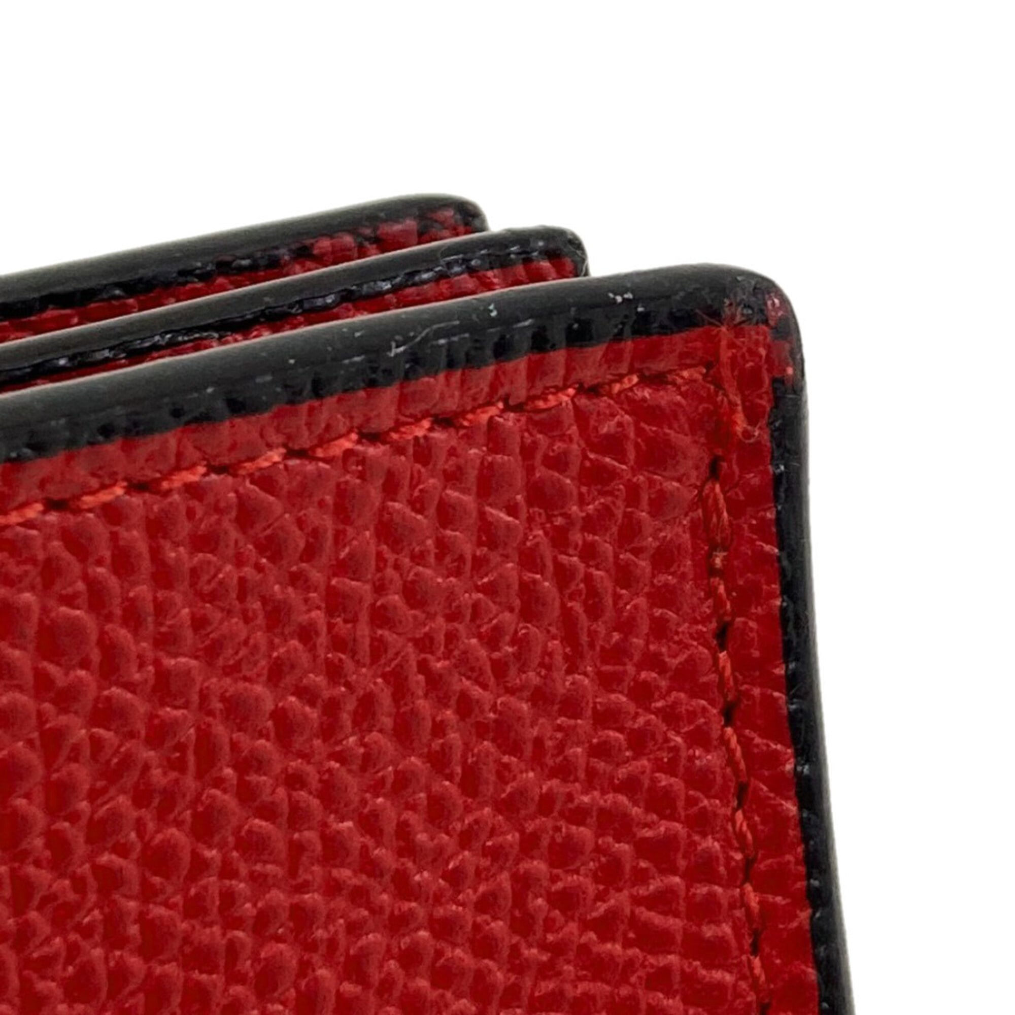 Valextra Red Color Leather Long Wallet (Bi-Fold) (Pre-Owned)