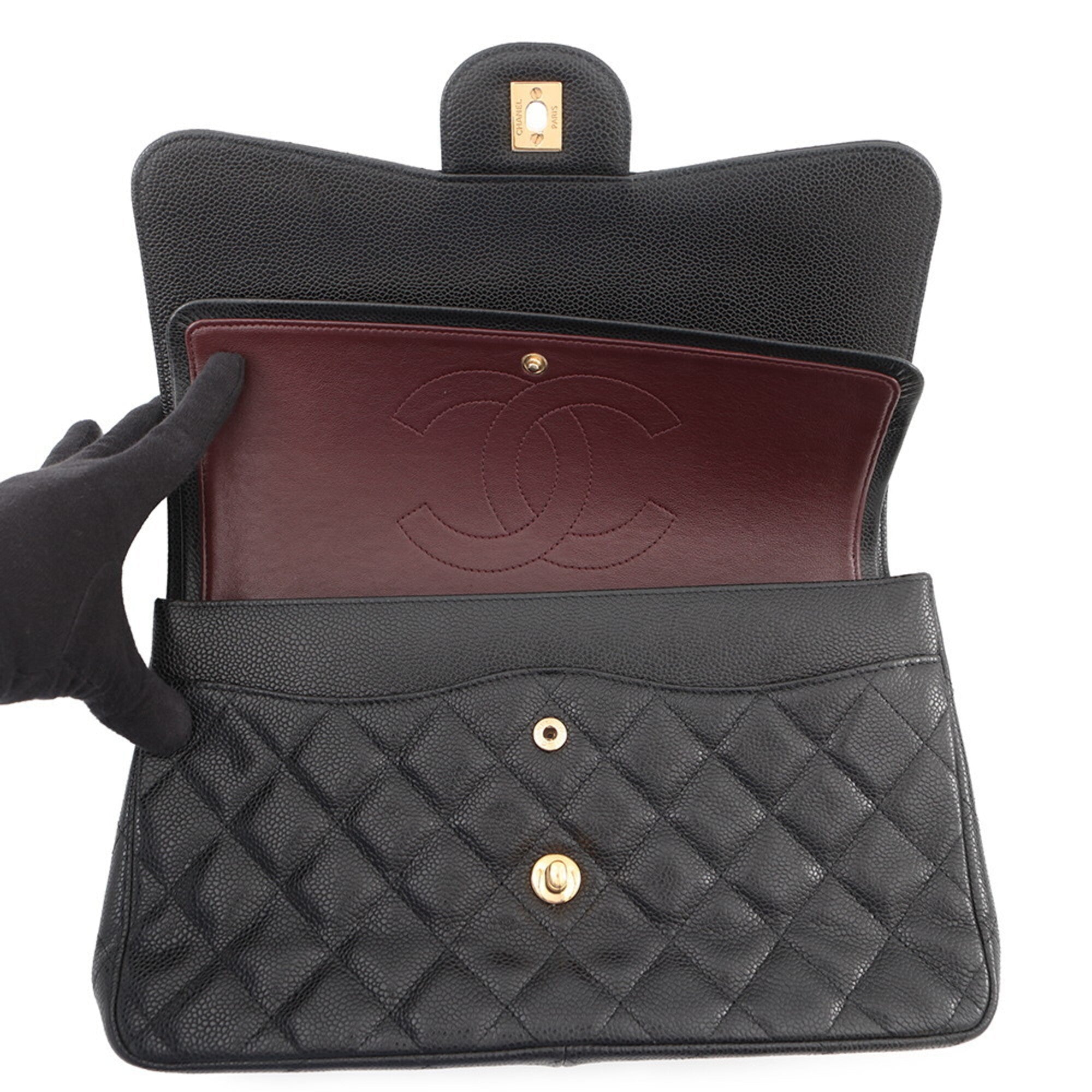 Chanel Black Grained Calfskin Handbag Shoulder Bag (Pre-Owned)