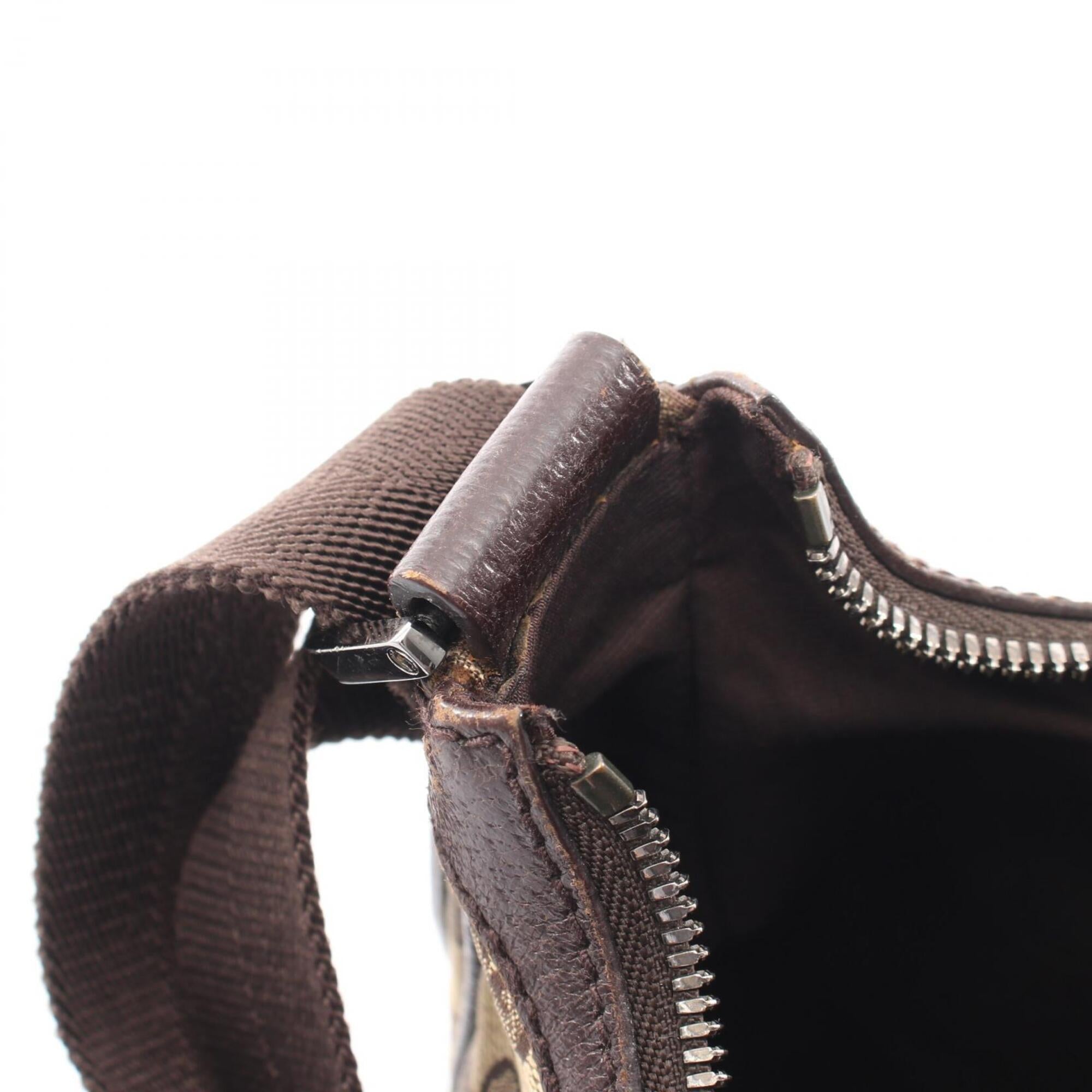 Gucci Beige Brown Canvas Leather Handbag Shoulder Bag (Pre-Owned)
