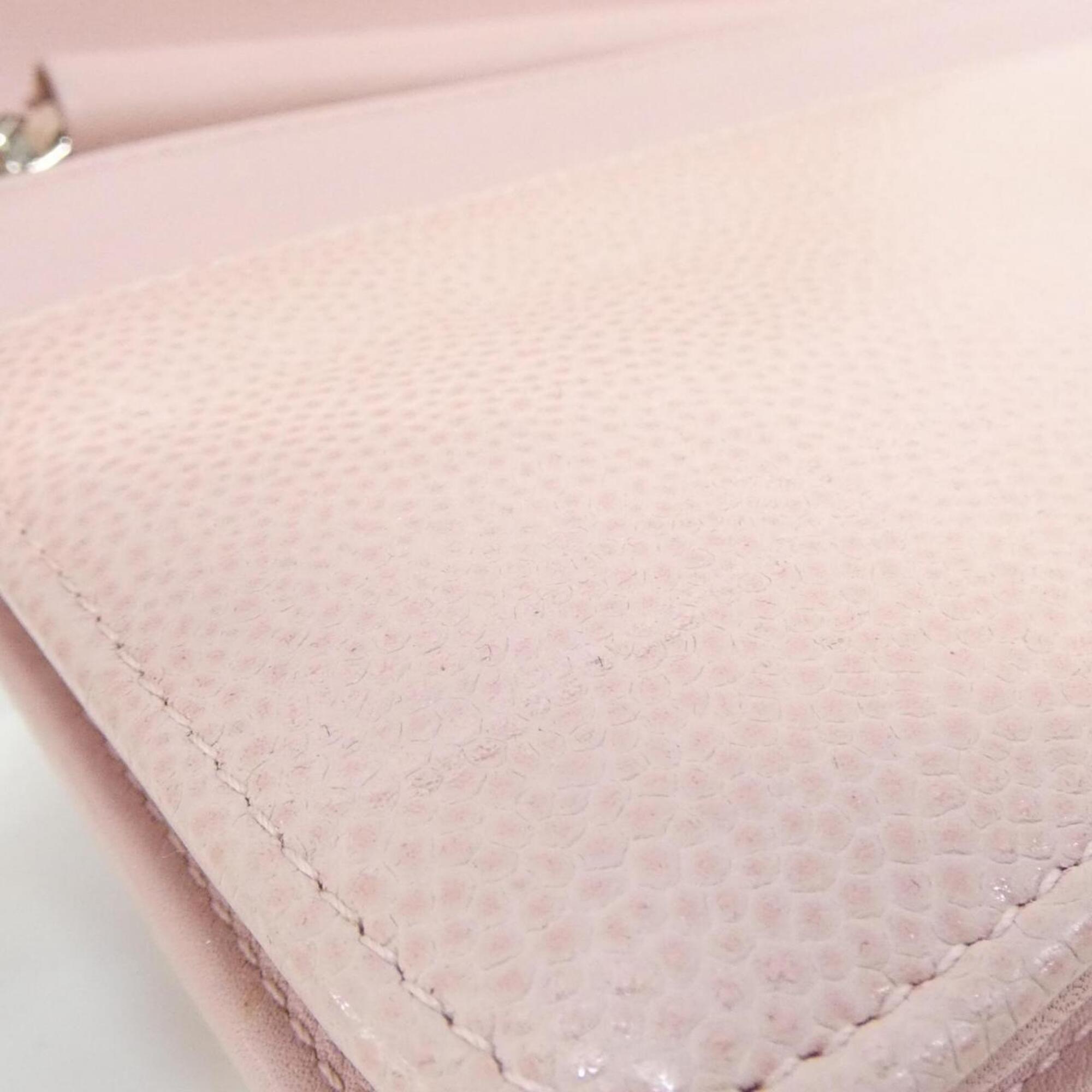 Chanel Light Pink Grained Calfskin Chain/Shoulder Wallet (Pre-Owned)