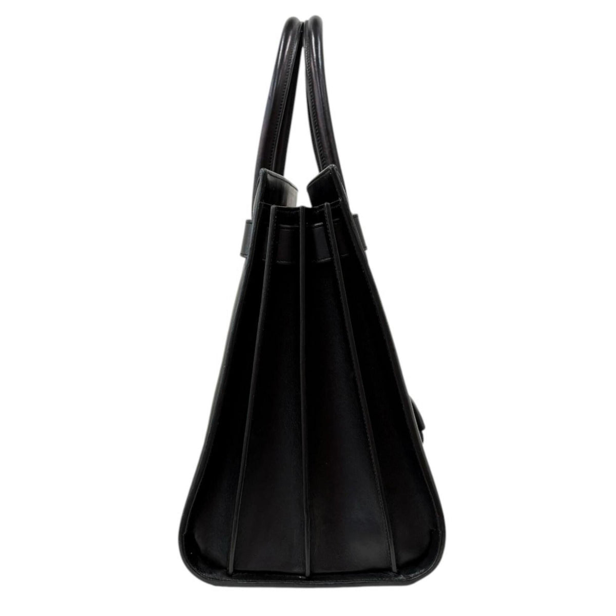 Saint Laurent Black White Canvas Leather Tote Bag (Pre-Owned)