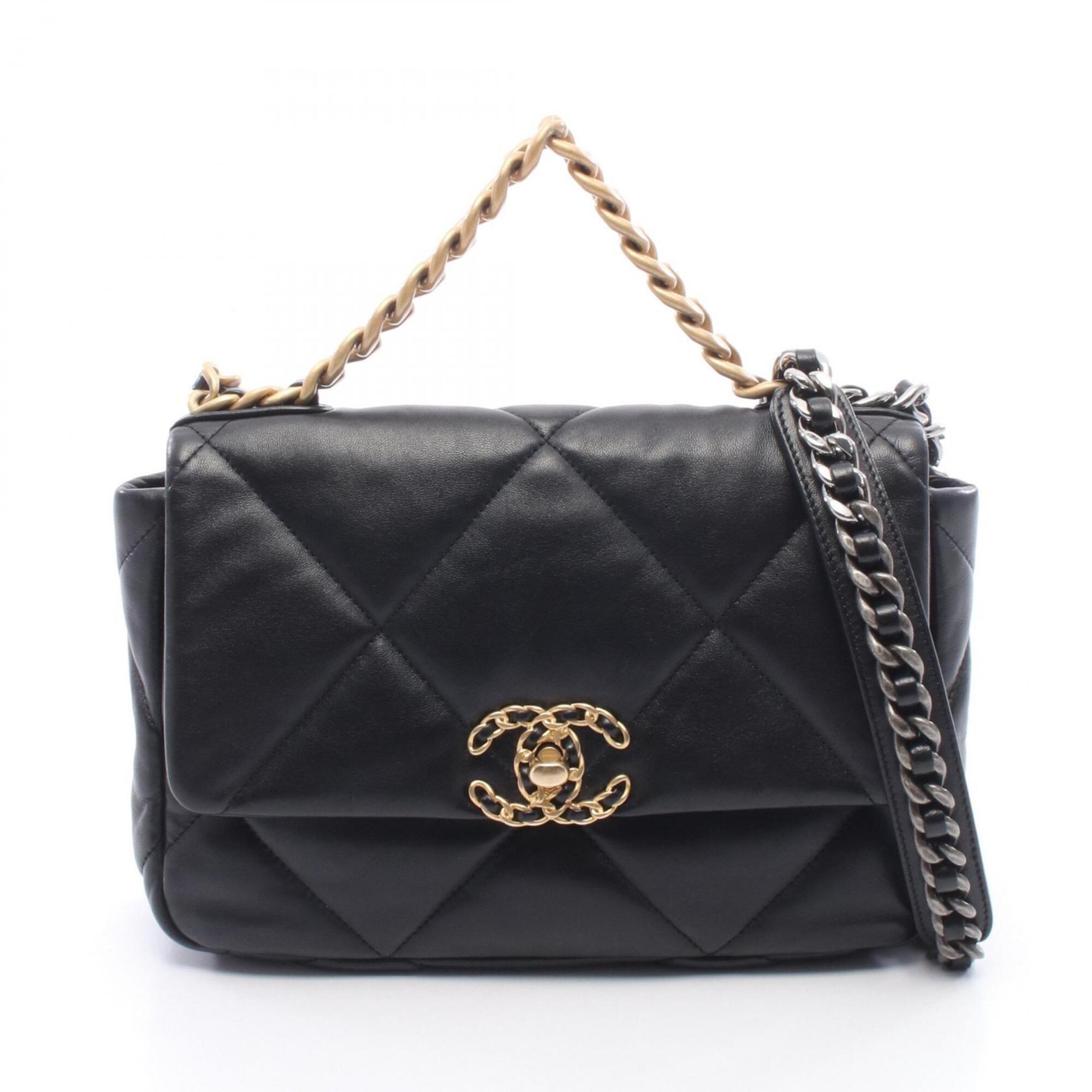 Chanel Black Leather Handbag Shoulder Bag (Pre-Owned)