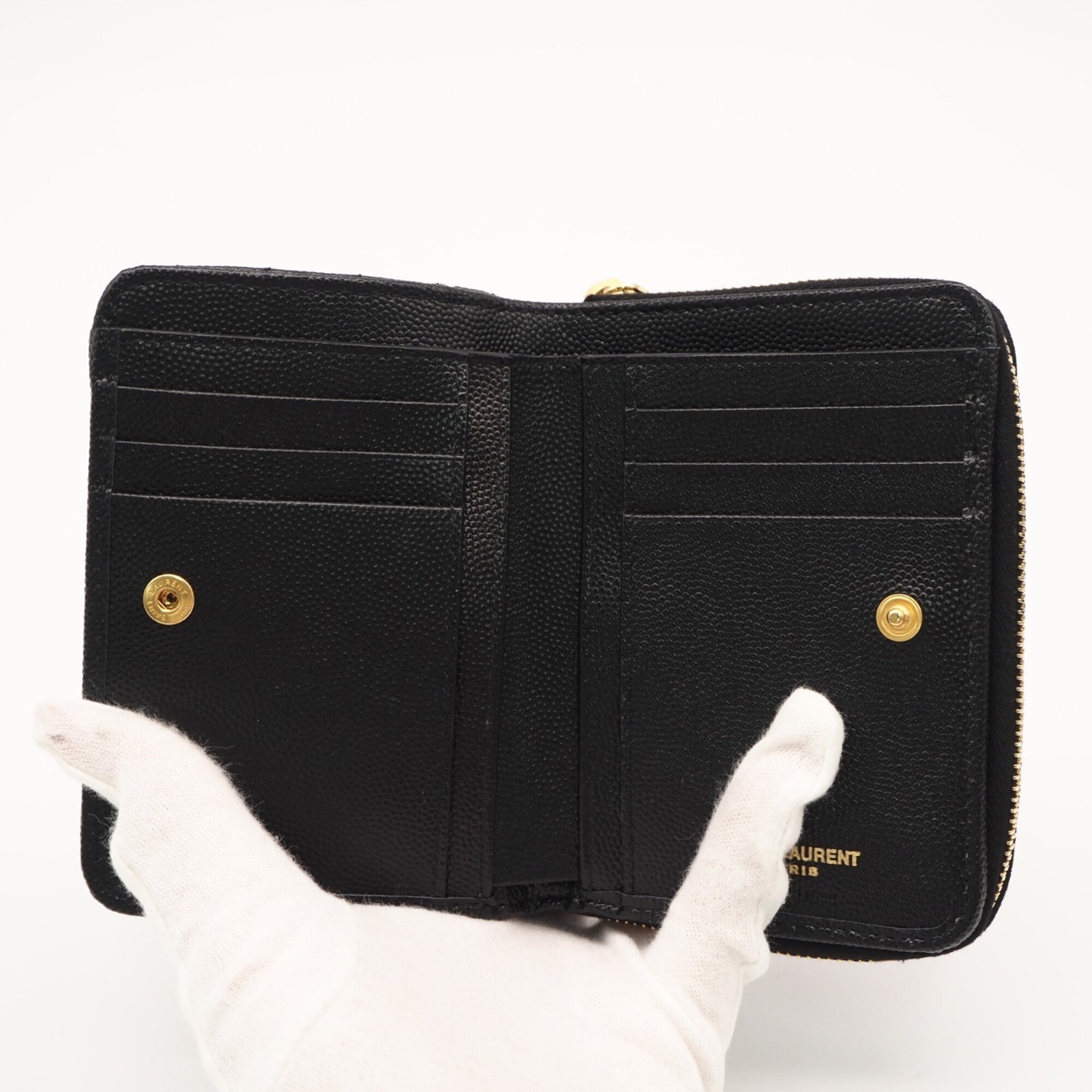 Yves Saint Laurent Black Leather Wallet (Bi-Fold) (Pre-Owned)