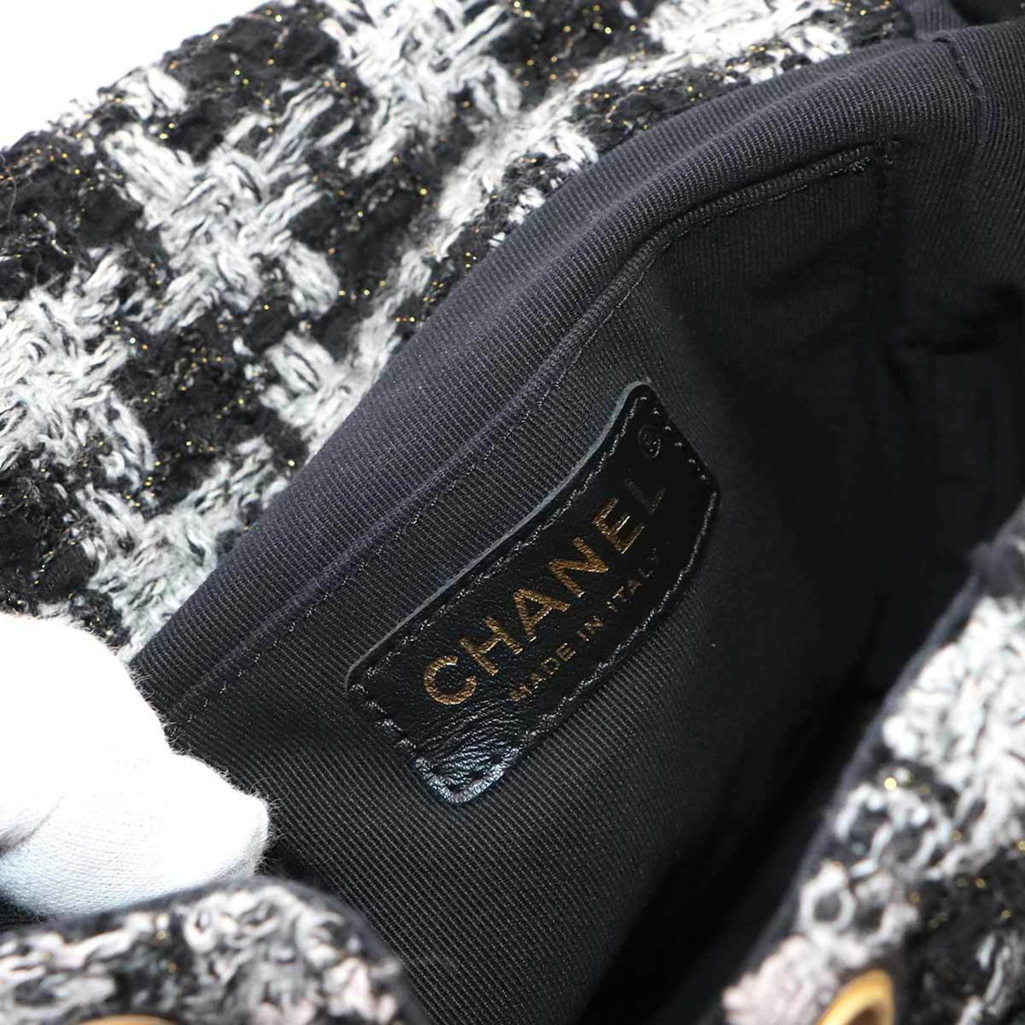 Chanel Black Gray Tweed Leather Backpack (Pre-Owned)