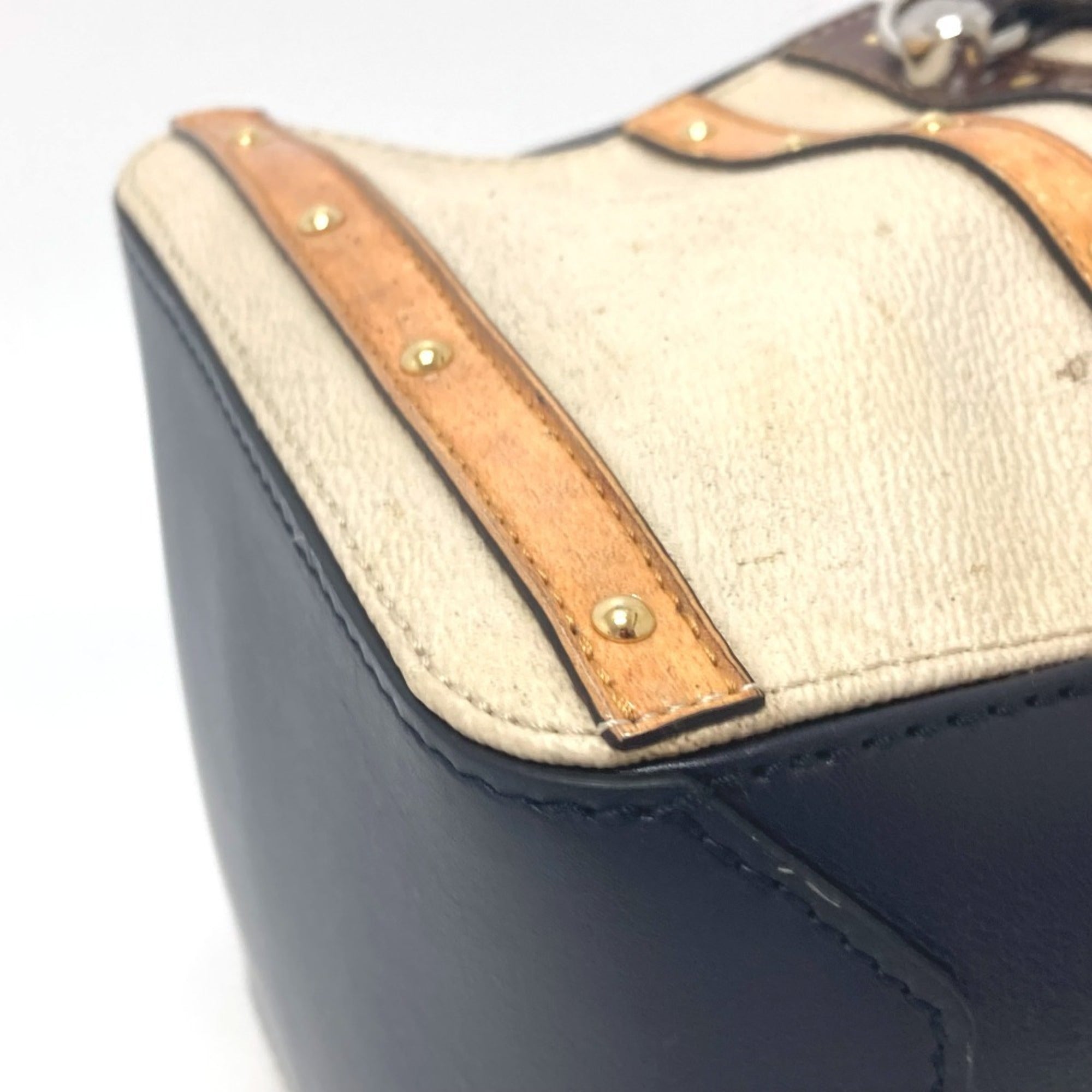 Louis Vuitton Beige Black Leather Handbag (Pre-Owned)