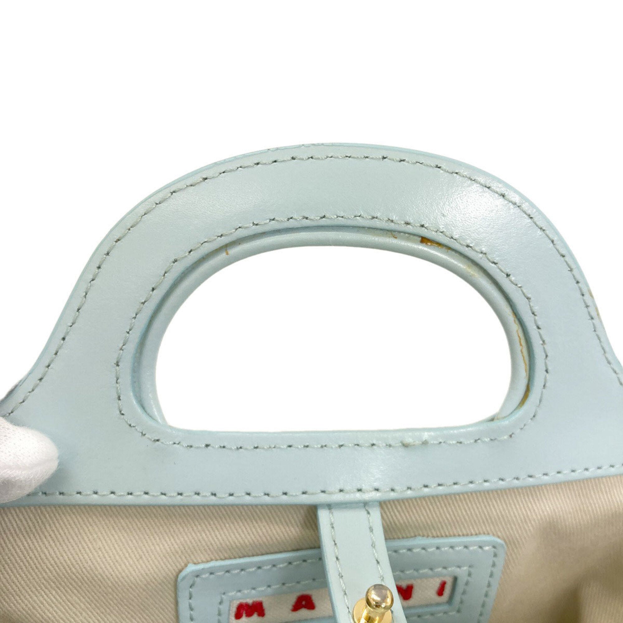 Marni Light Blue Raffia Leather Handbag (Pre-Owned)