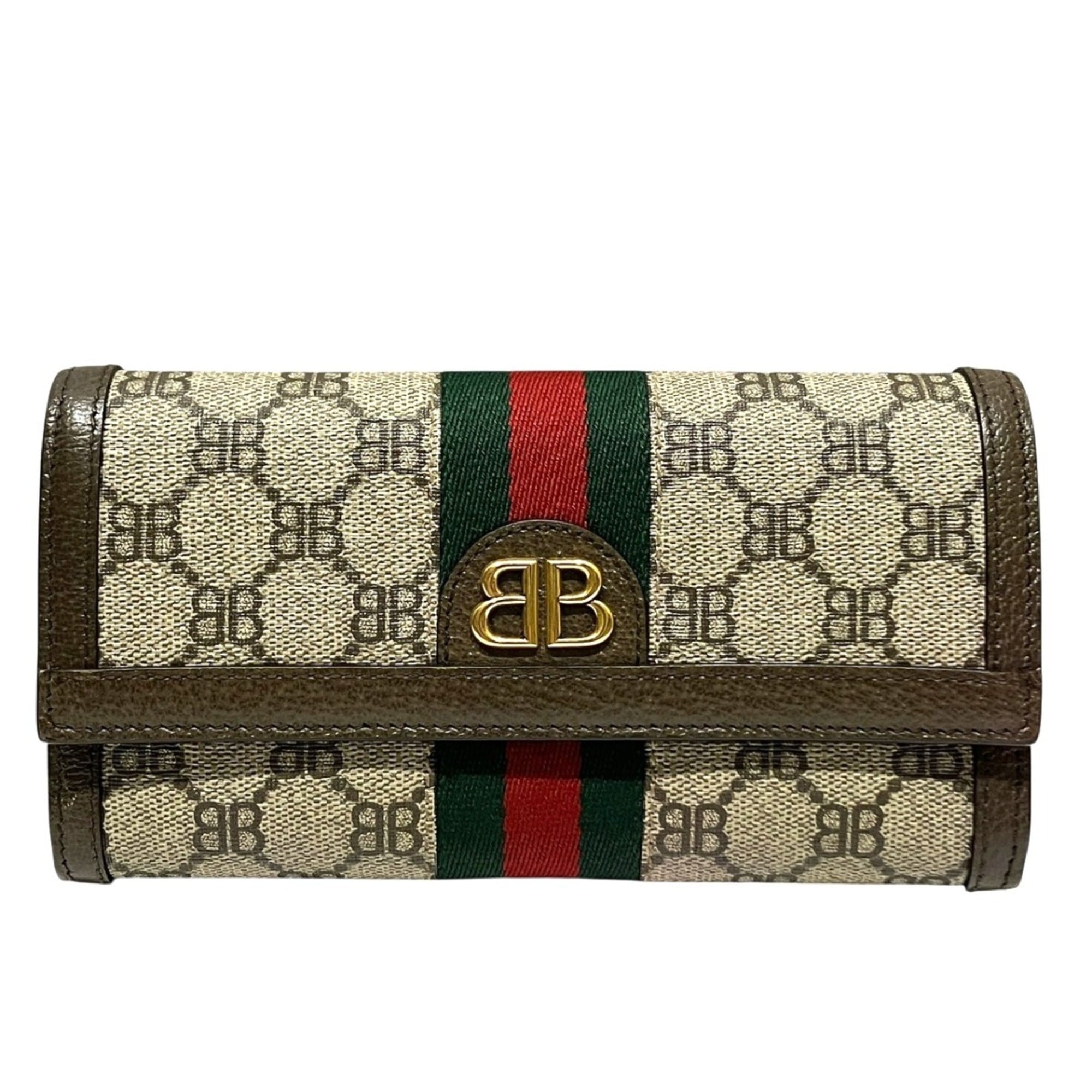 Balenciaga Beige Brown Pvc Leather Long Wallet (Bi-Fold) (Pre-Owned)