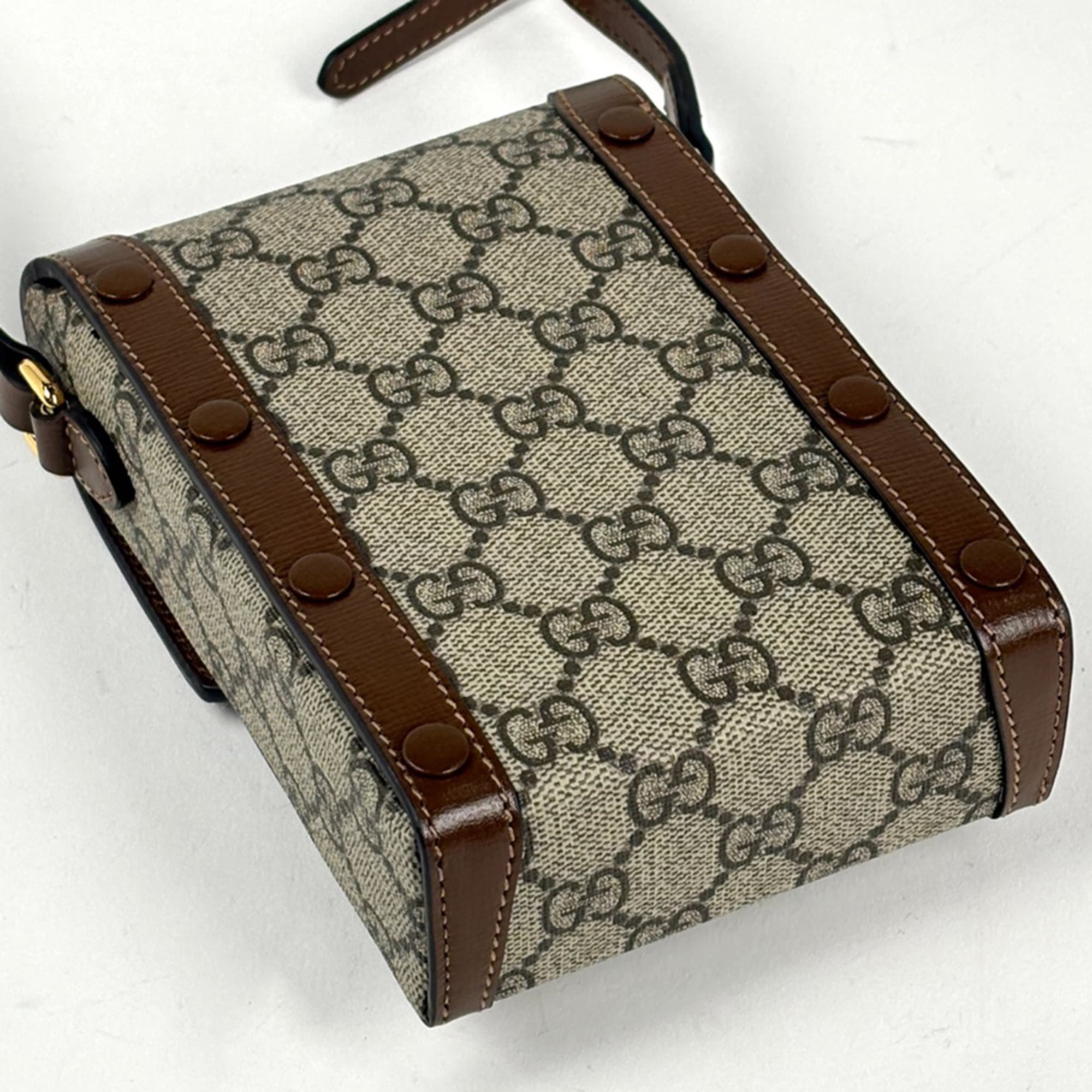 Gucci Brown Coated Canvas Leather Shoulder Bag (Pre-Owned)