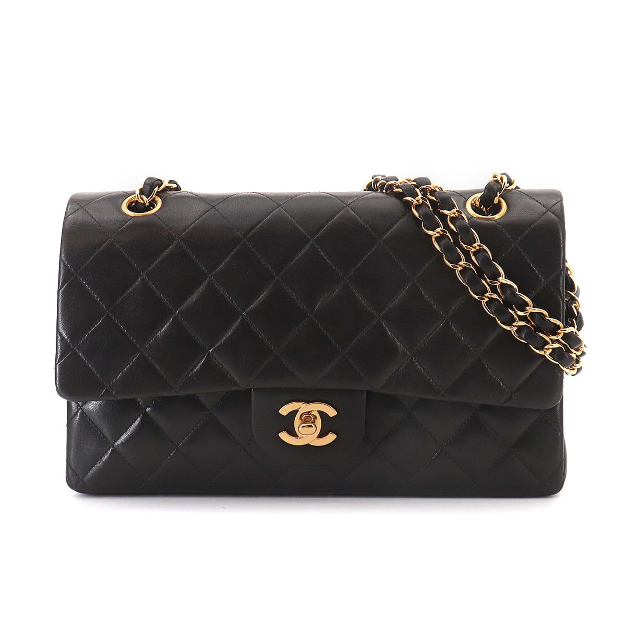 Chanel Black Leather Handbag Shoulder Bag (Pre-Owned)