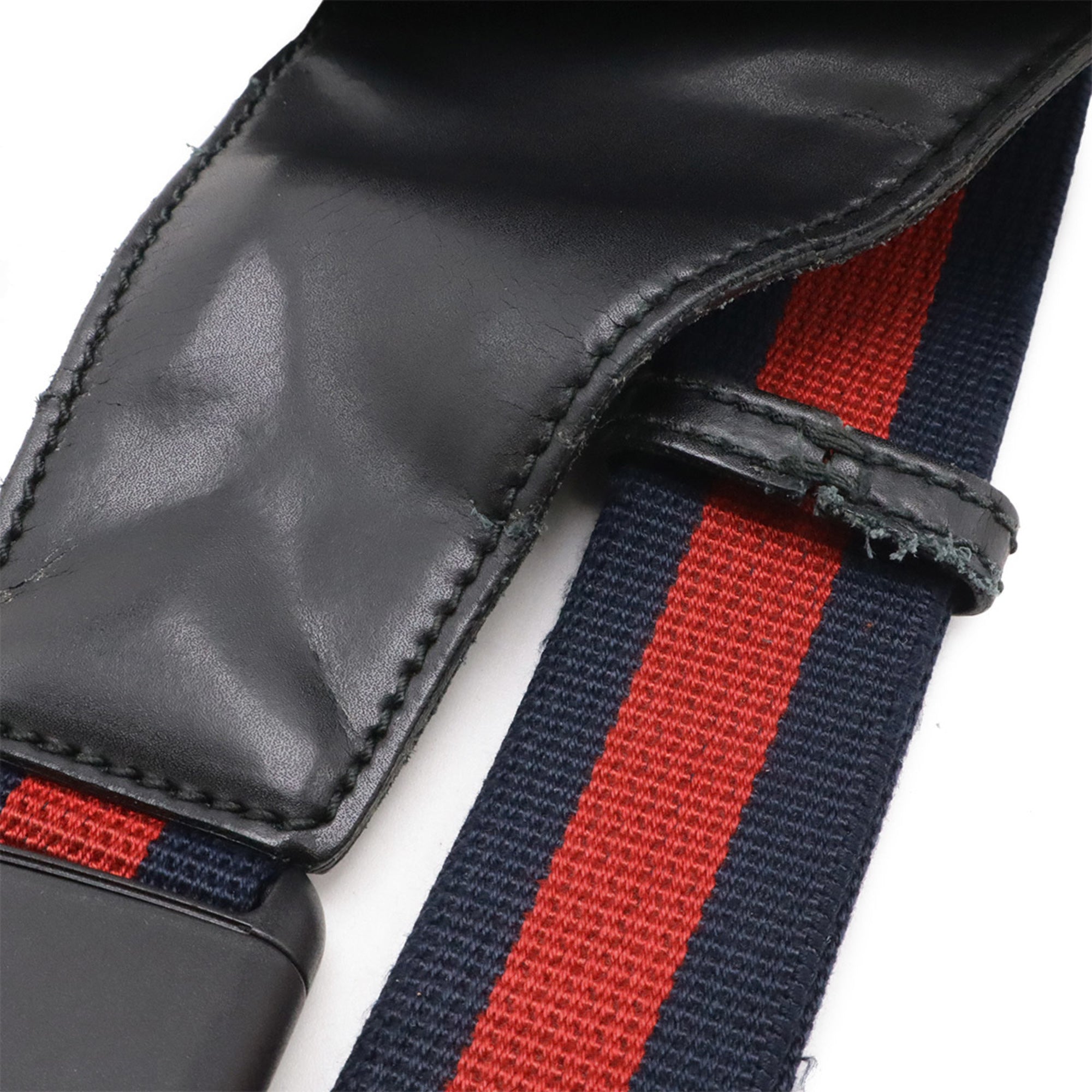 Gucci Black Dark Gray Multi-Color Navy Red Color Gg Supreme Canvas Pvc Coated Canvas Leather Fanny Pack Sling Bag (Pre-Owned)