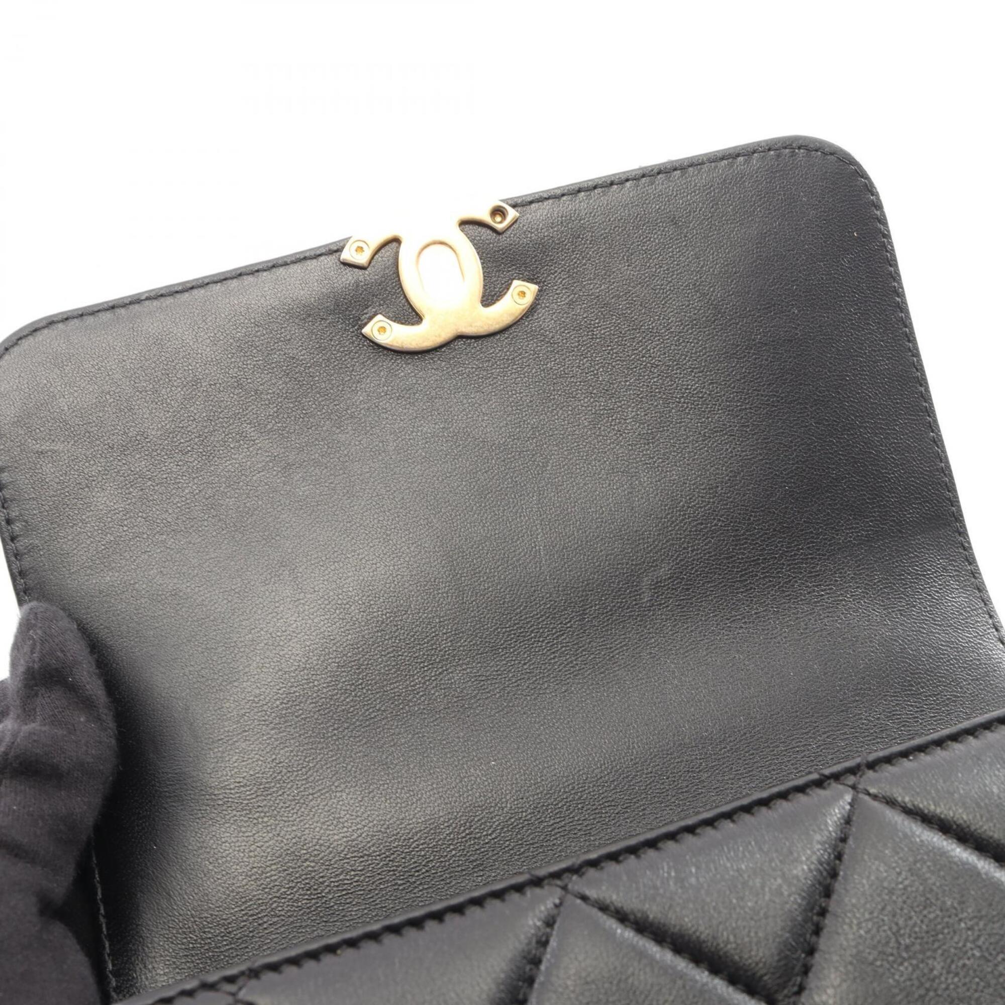 Chanel Black Leather Handbag Shoulder Bag (Pre-Owned)