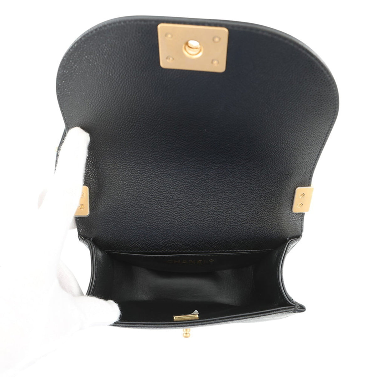 Chanel Black Grained Calfskin Handbag Shoulder Bag (Pre-Owned)