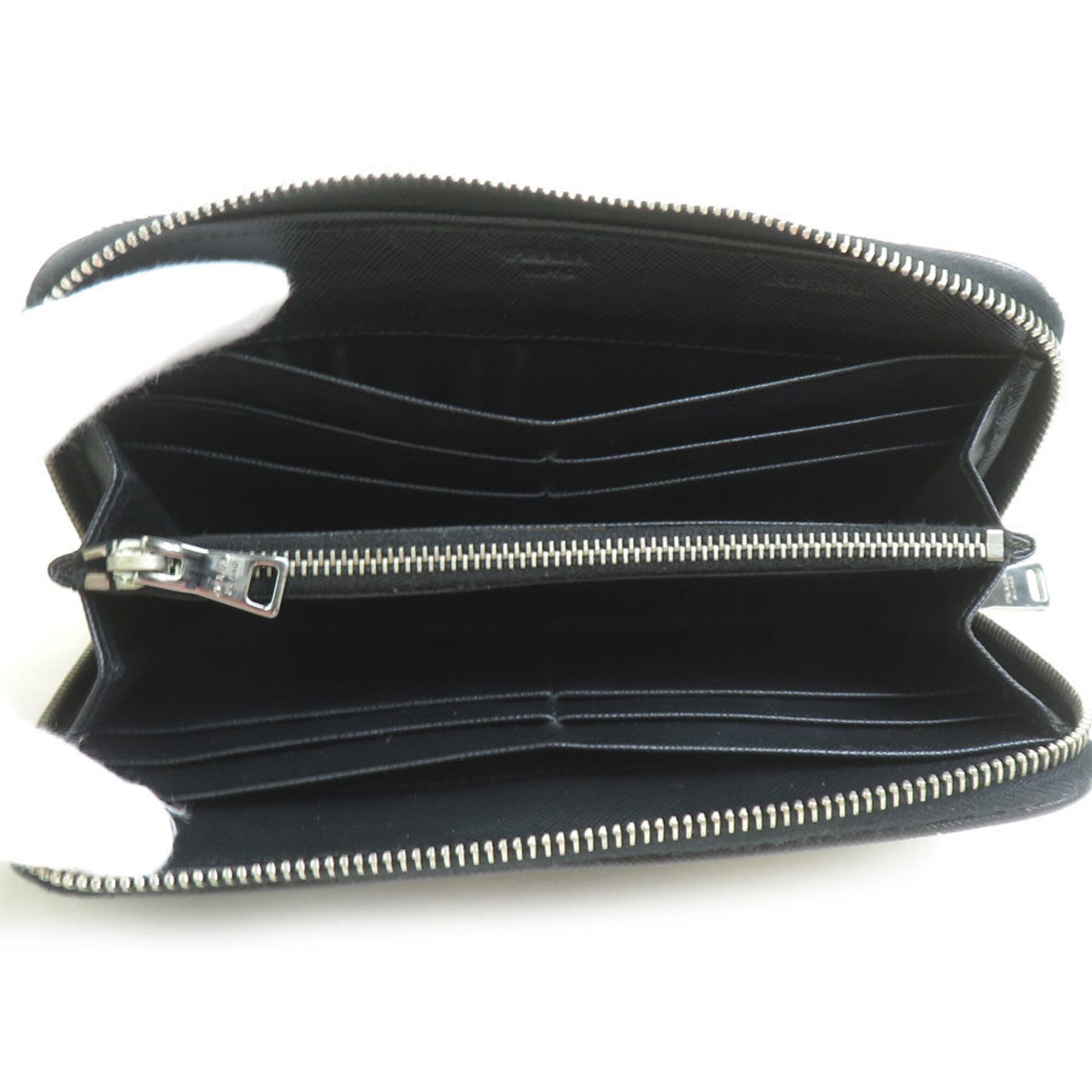 Prada Black Multi-Color Leather Long Wallet (Bi-Fold) (Pre-Owned)