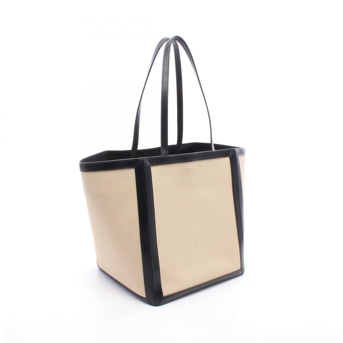 Celine Beige Black Canvas Leather Handbag Tote Bag (Pre-Owned)