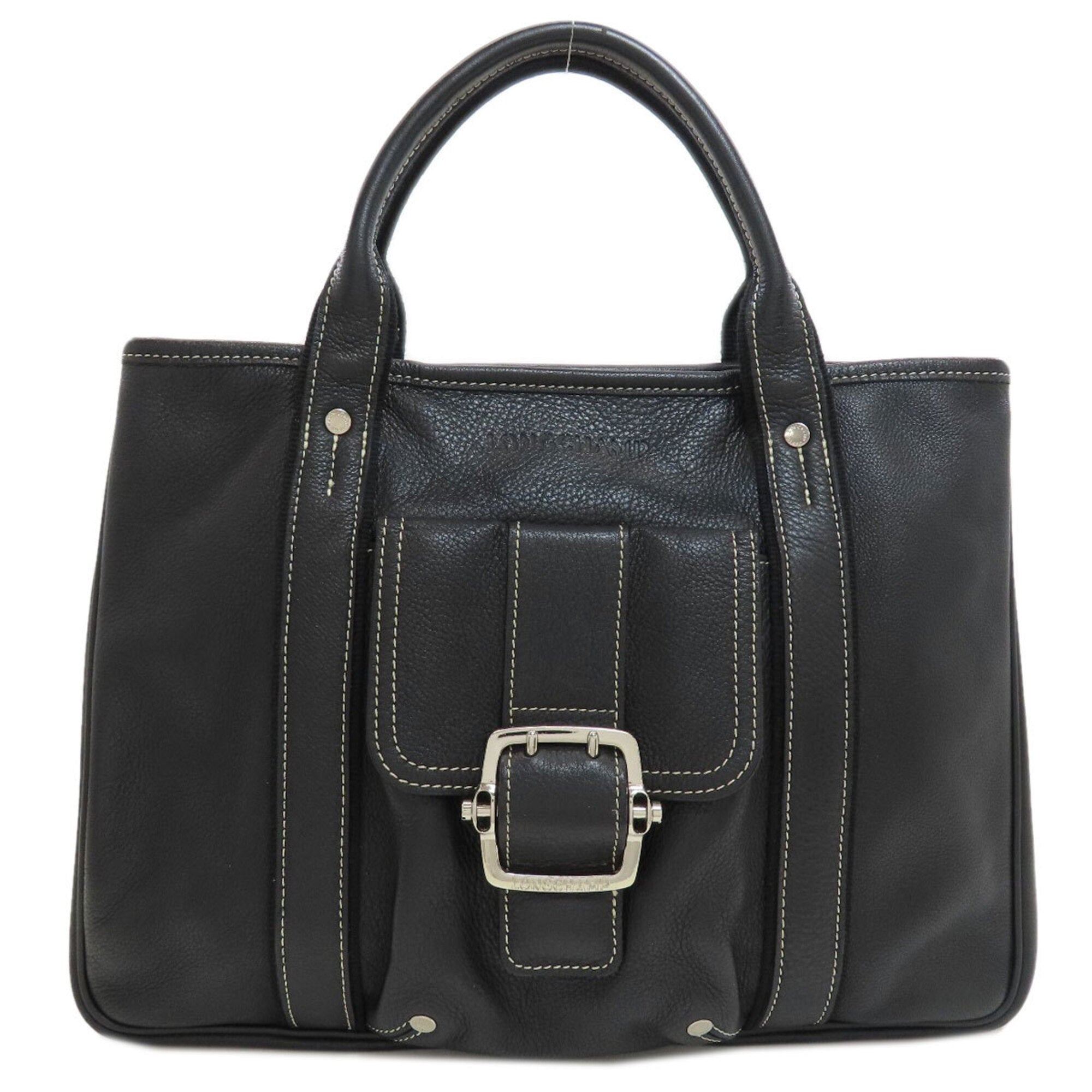 Longchamp Black Leather Handbag (Pre-Owned)