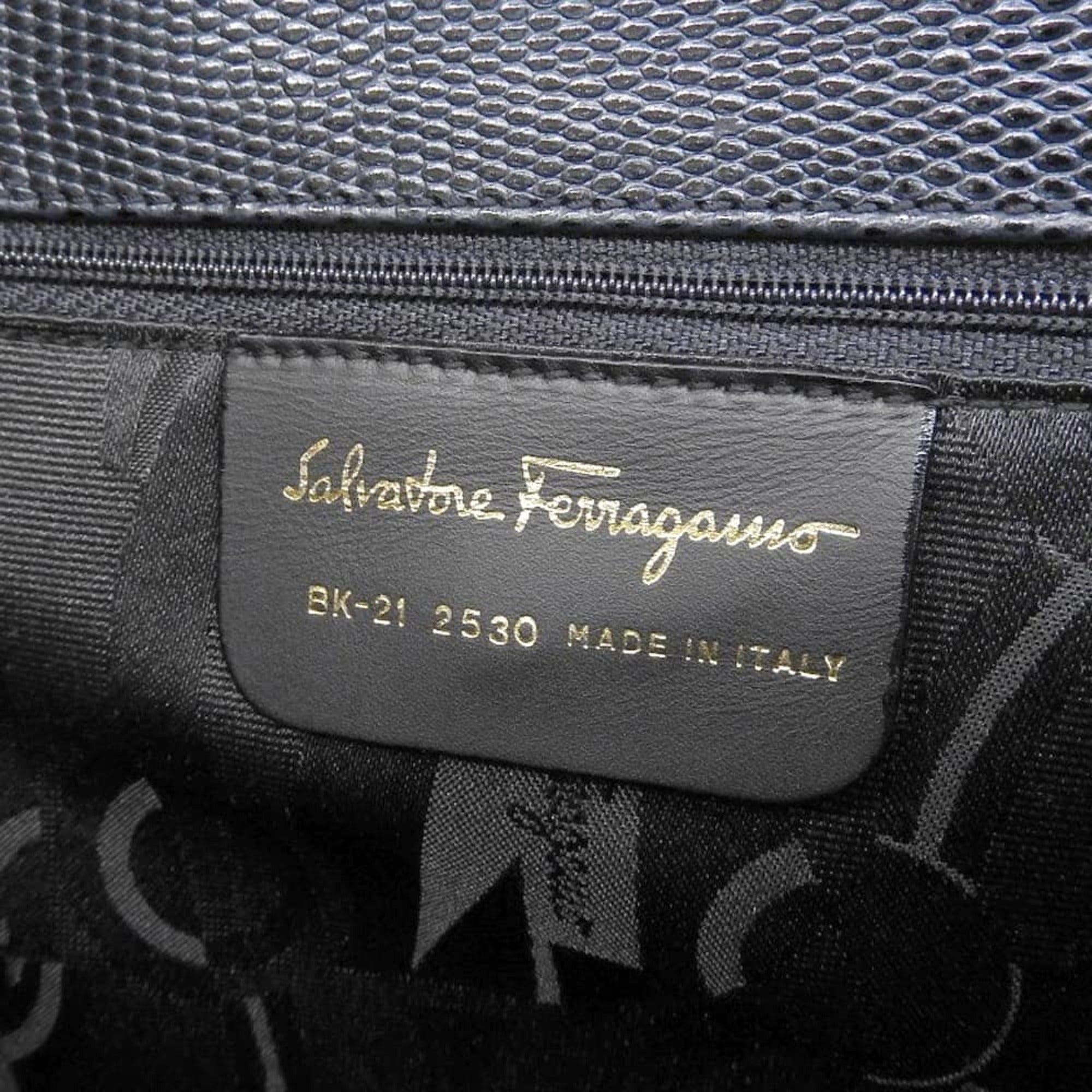 Salvatore Ferragamo Navy Leather Tote Bag (Pre-Owned)