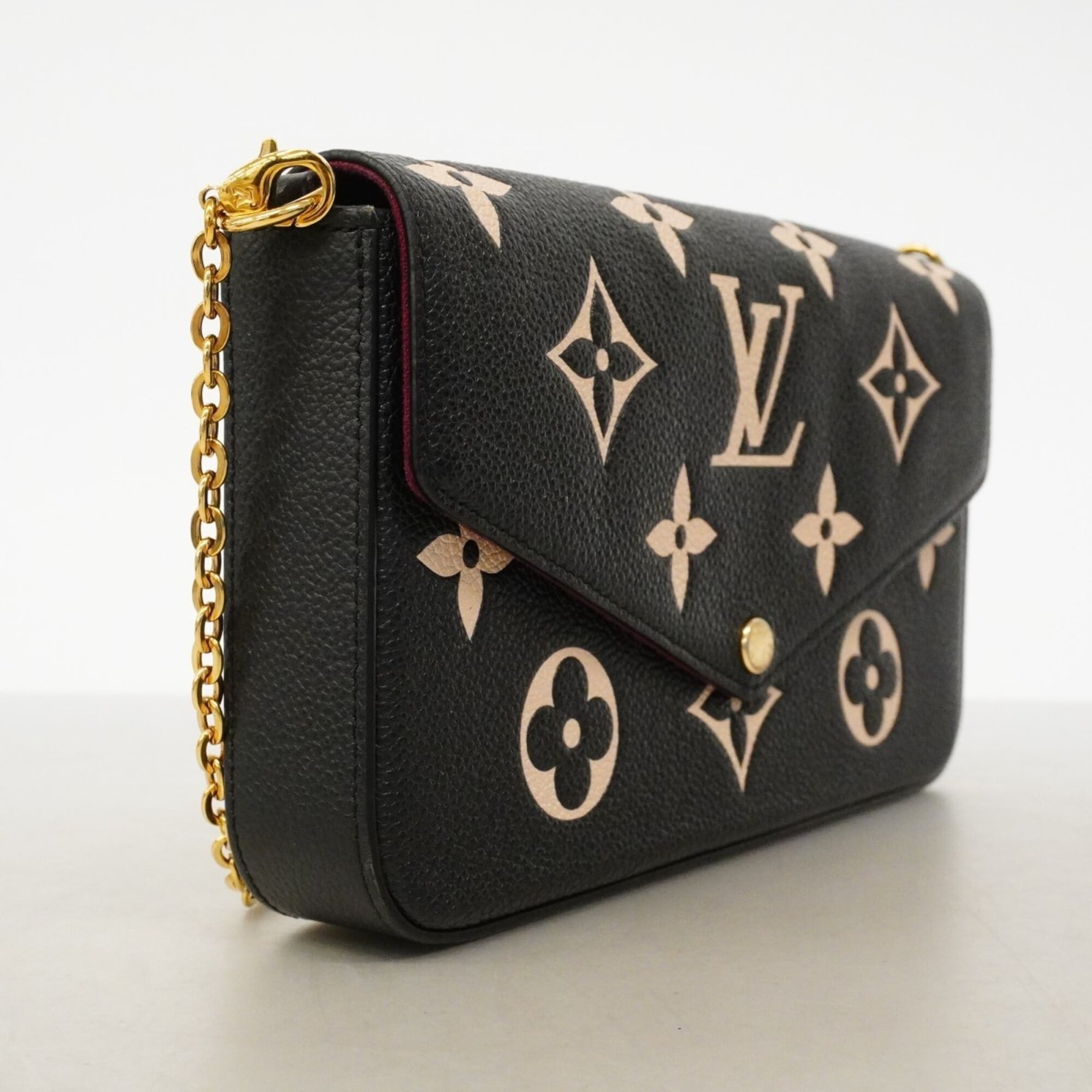 Louis Vuitton Beige Black Chain/Shoulder Wallet (Pre-Owned)