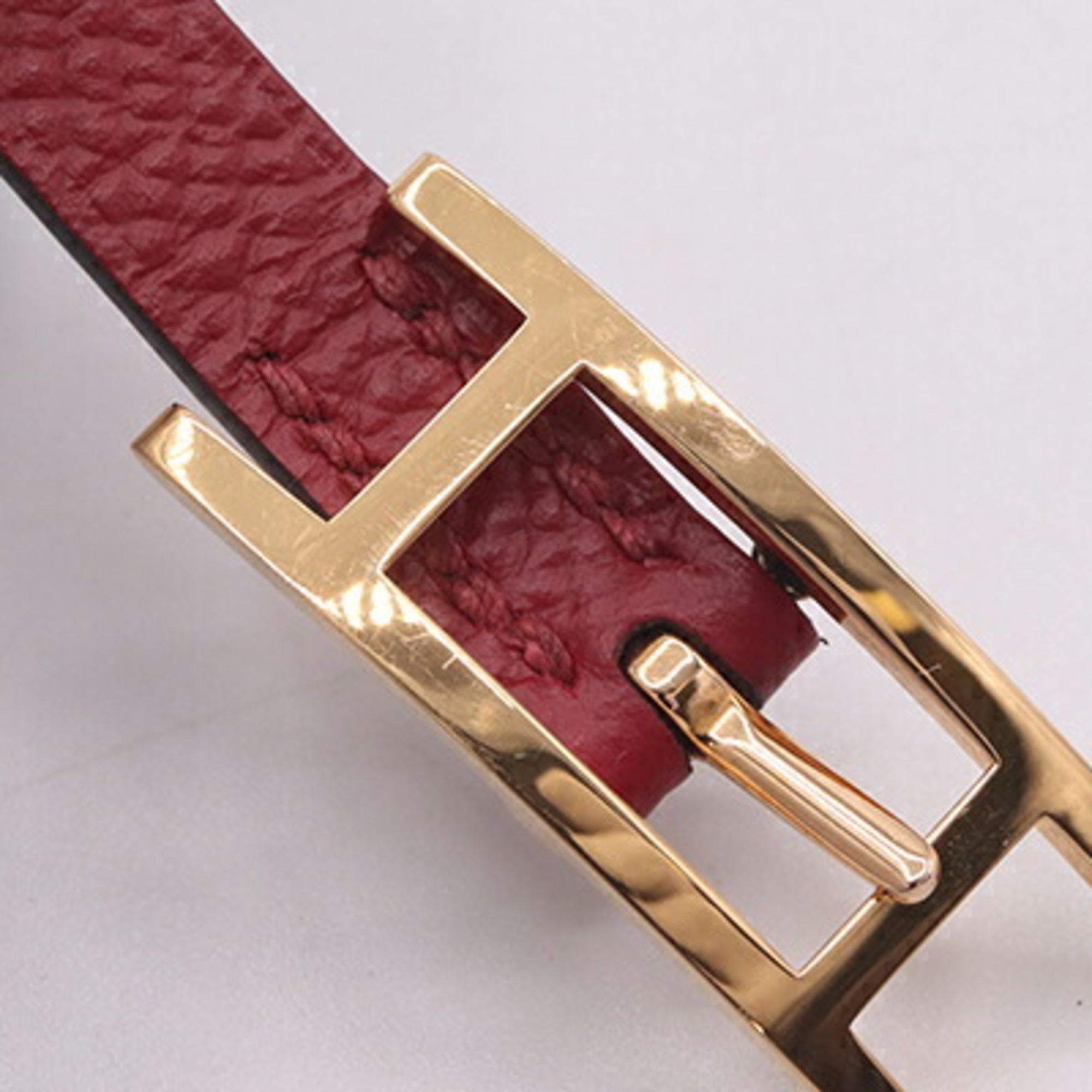 Hermes Rose Eglantine Rouge Grenat Epsom Leather Charm Bracelet (Pre-Owned)