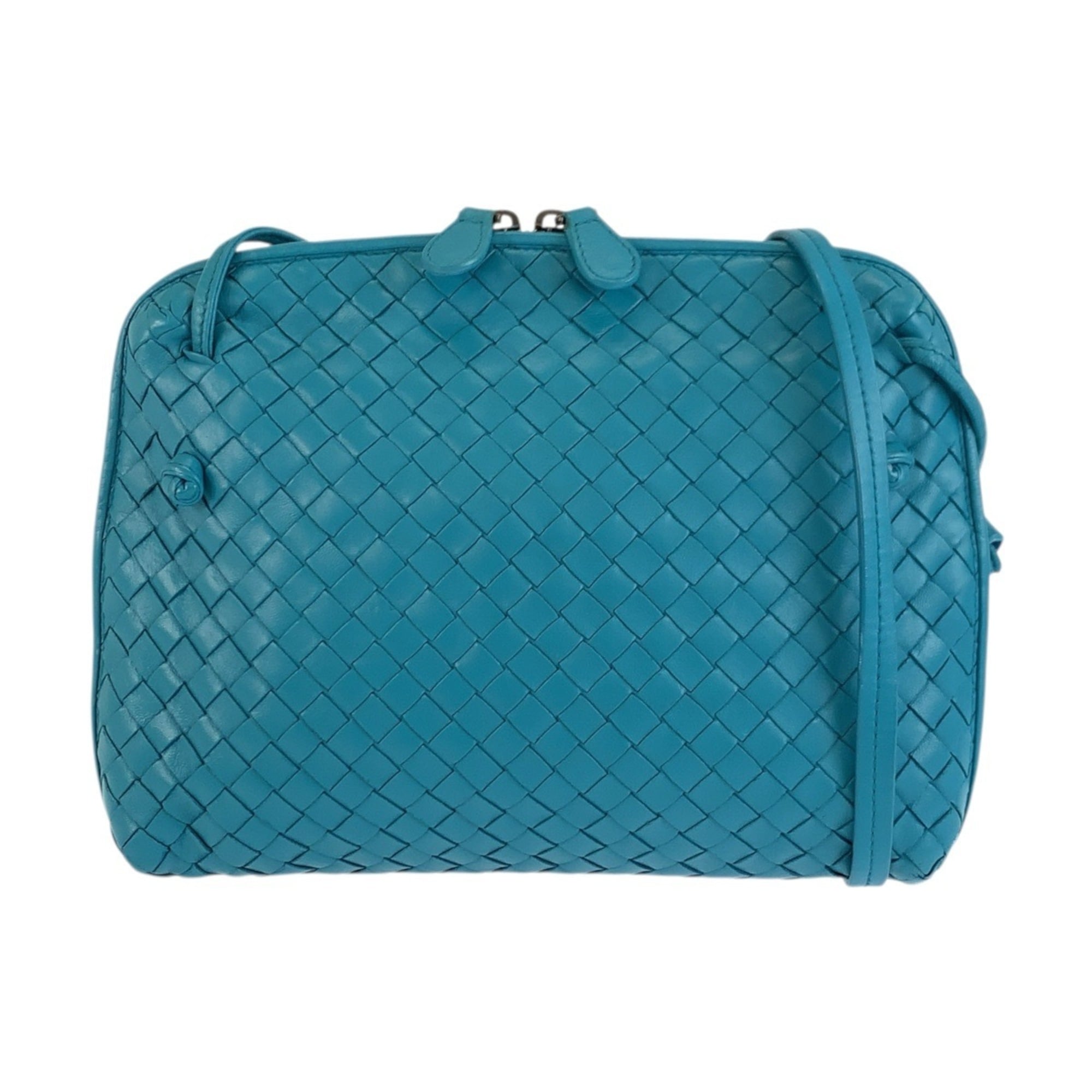 Bottega Veneta Turquoise Leather Pochette Shoulder Bag (Pre-Owned)