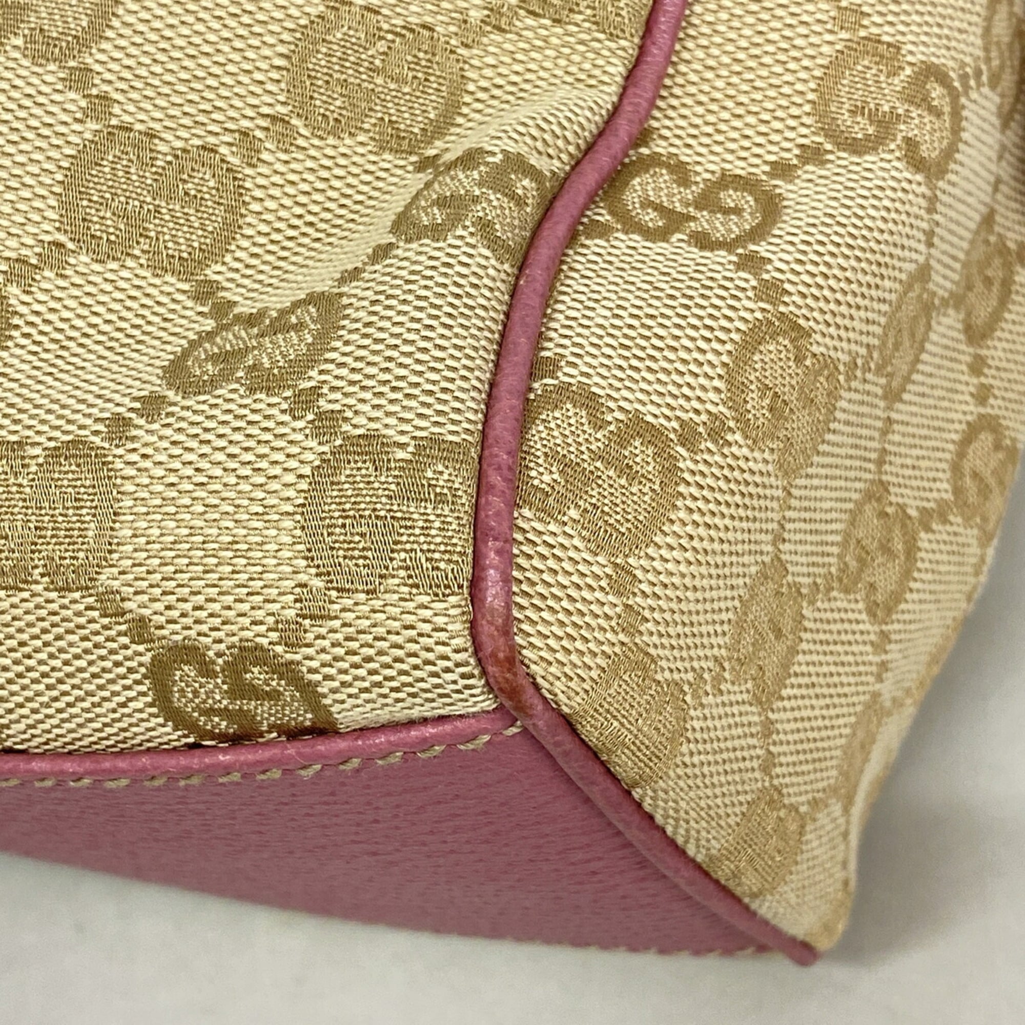 Gucci Brown Pink Canvas Handbag (Pre-Owned)