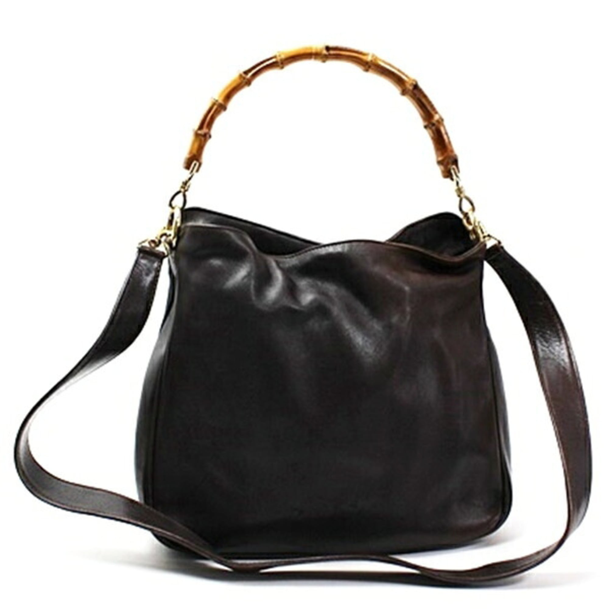 Gucci Brown Gray Leather Shoulder Bag (Pre-Owned)